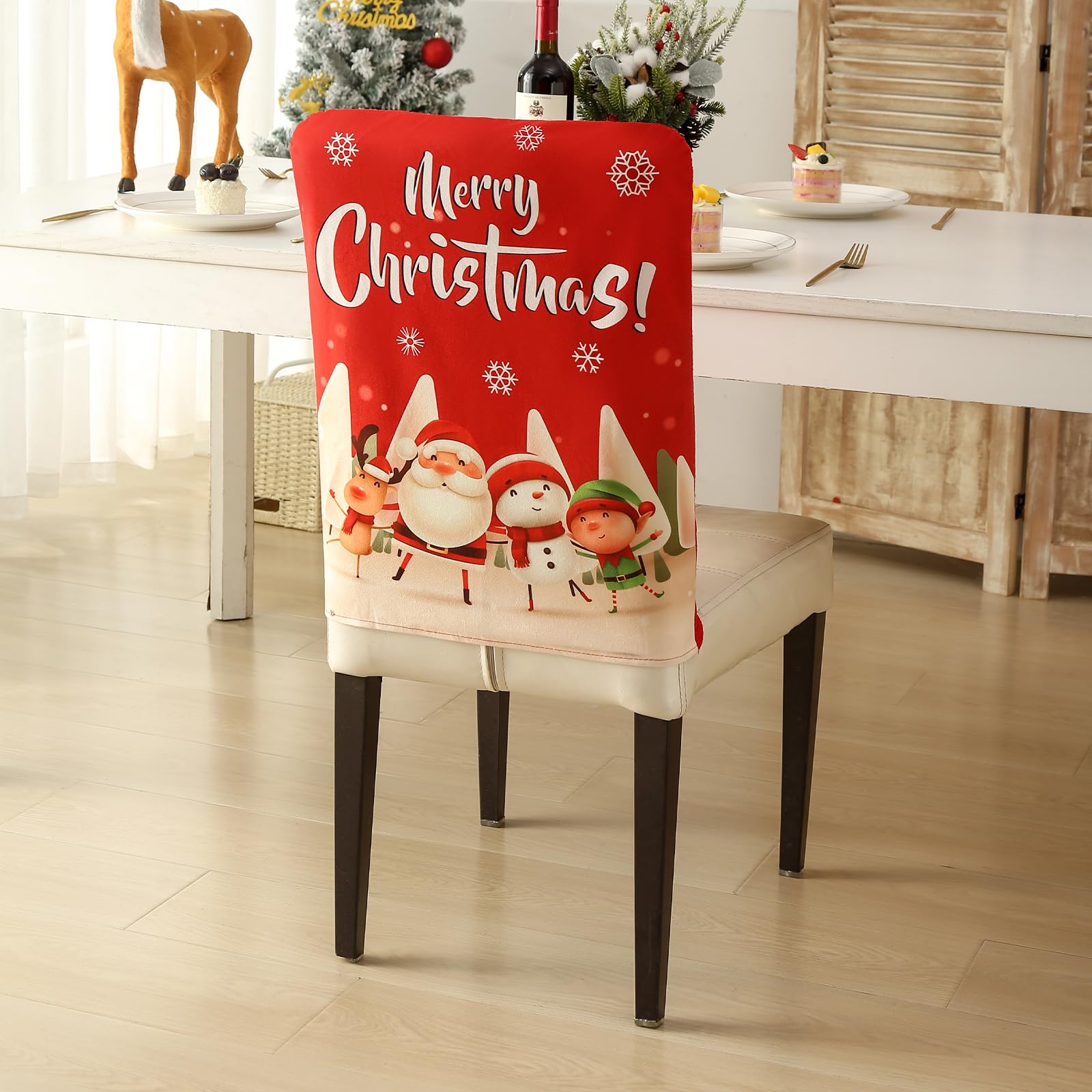 Juego de 4 fundas decorativas navideñas para sillas de comedor, para uso en interiores, perfectas para decoración de comedor
