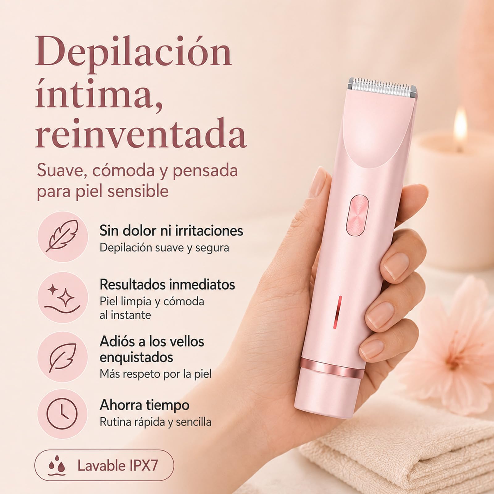Sanuvia Depiladora Íntima,Afeitadora Eléctrica Para Mujer,Herramienta de Cuidado para Zonas Sensibles, Depilación Suave sin Irritaciones, Diseño Impermeable (Blanco)