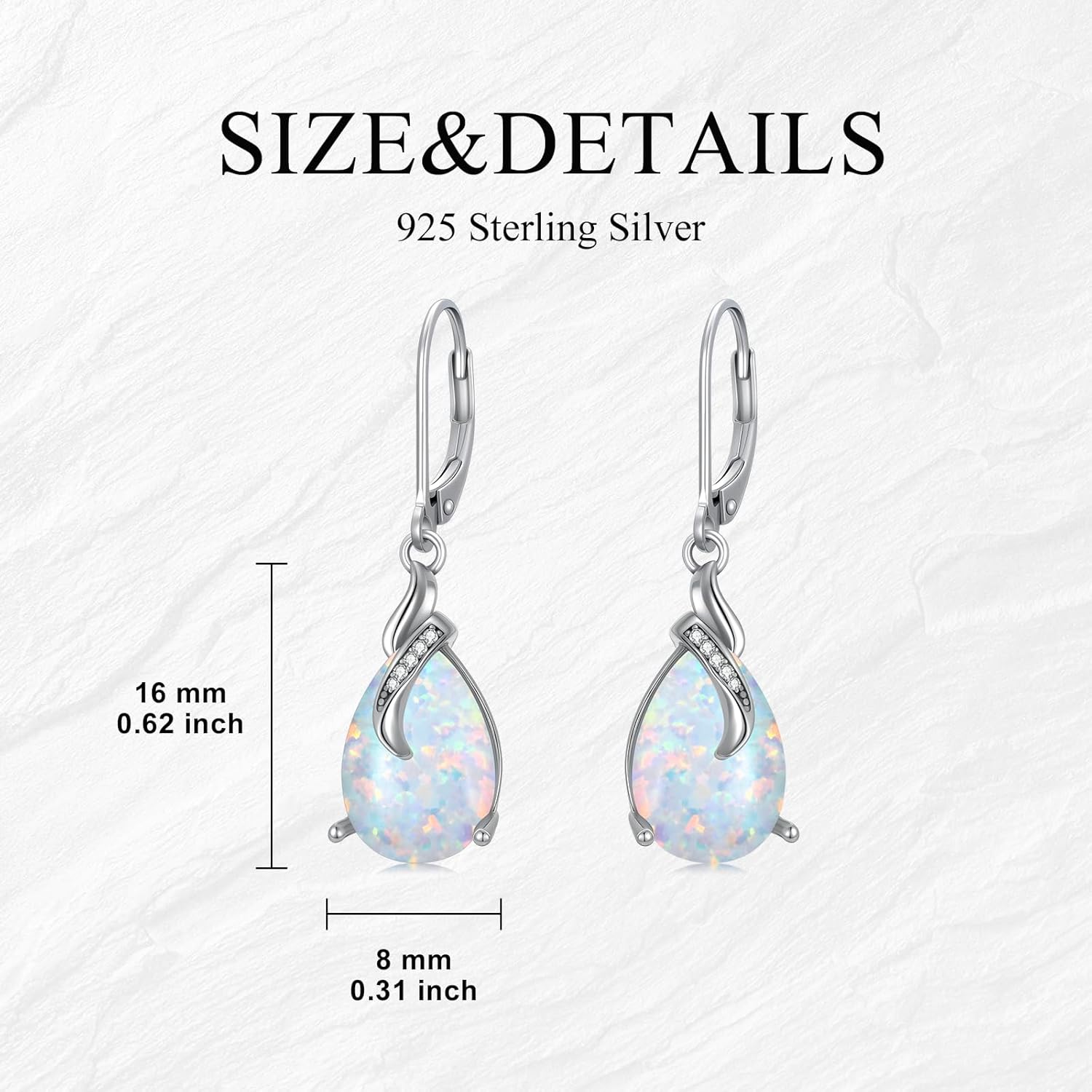 Gemstone Earrings for Women, Pear Cut Birthstone with Genuine Diamond Dangle Drops Earrings 925 Sterling Silver Diamond Jewelry Teardrops Earrings Gifts For Her - Image 6