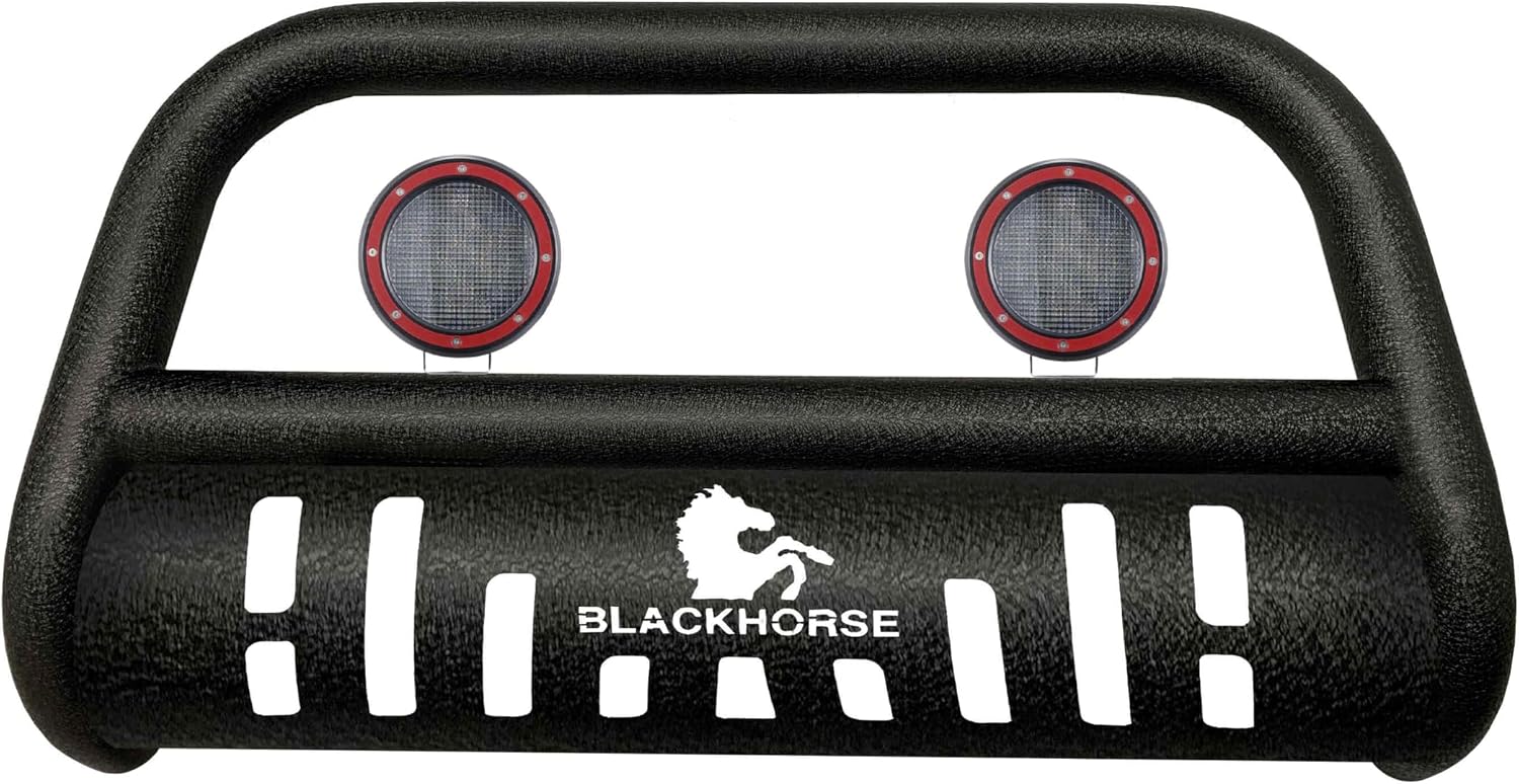 Black Horse Bull Bar-T Kit Textured Black Compatible with 2018-2024 GMC Terrain|2018-2024 Chevrolet Equinox-CBT-C292SP-PLFR