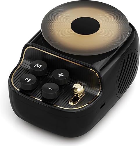 Speakers Bluetooth Wireless, 3 in 1 Protable Cute Speakers with Aromatic tray, Vintage Record Player Look, Adjustable Ambient Lights for Home Office Decor, Gifts for Mother, Girlfriend, Men (Black)