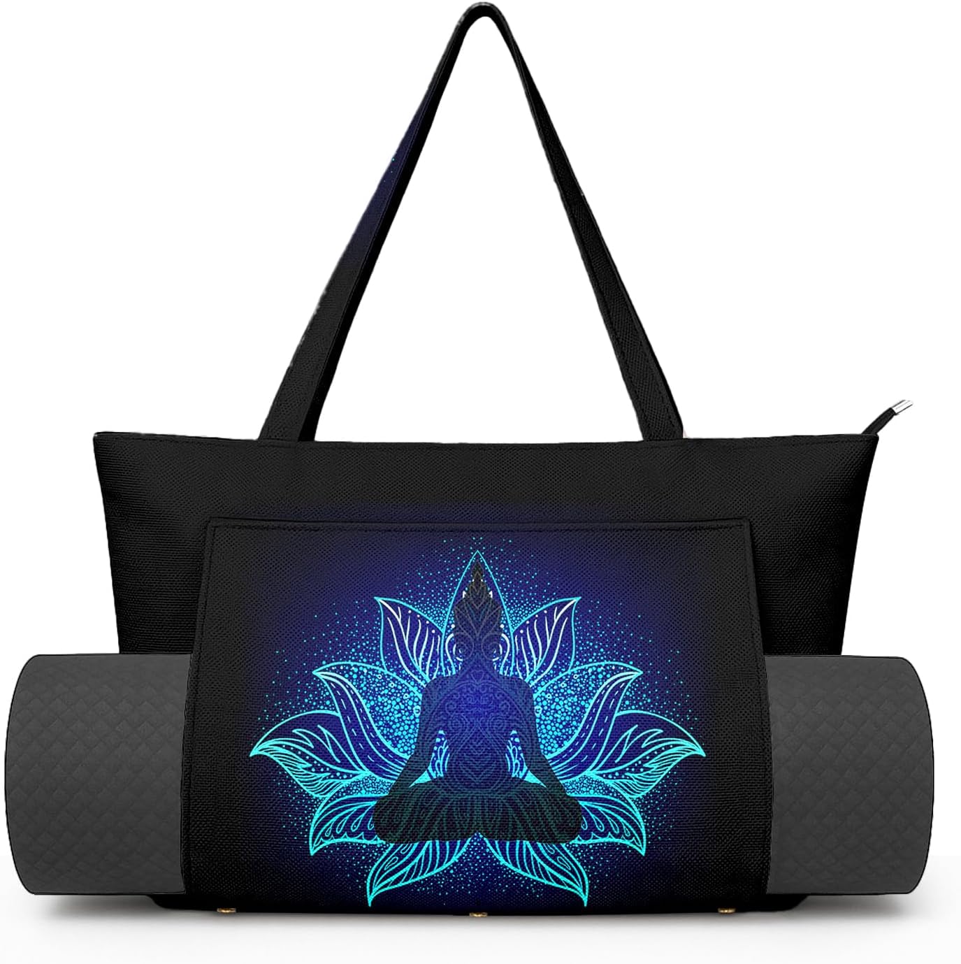 Women's Yoga Bag with Yoga Mat Carrier - Large Mat Pocket Fitness Tote for Pilates, Gym, Travel, Office & Beach