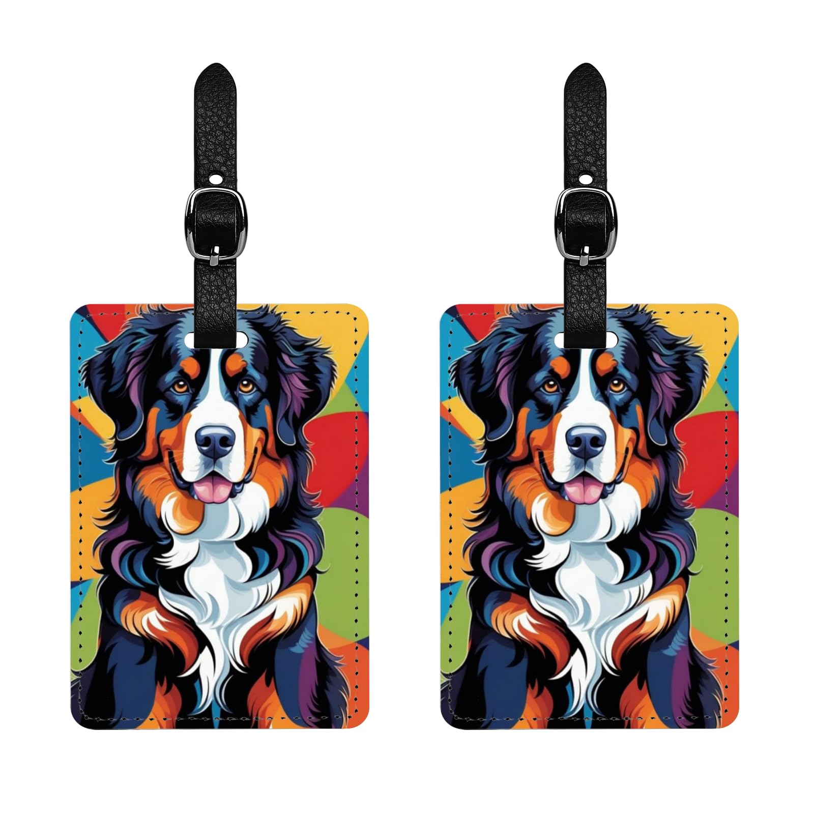CCYTKS 2 Pack Colorful Dog Luggage Tags - Funny Pet Backpacks, Gym Bags - Ideal Travel Accessory for Boy Girl Men Women（Bernese Mountain ）