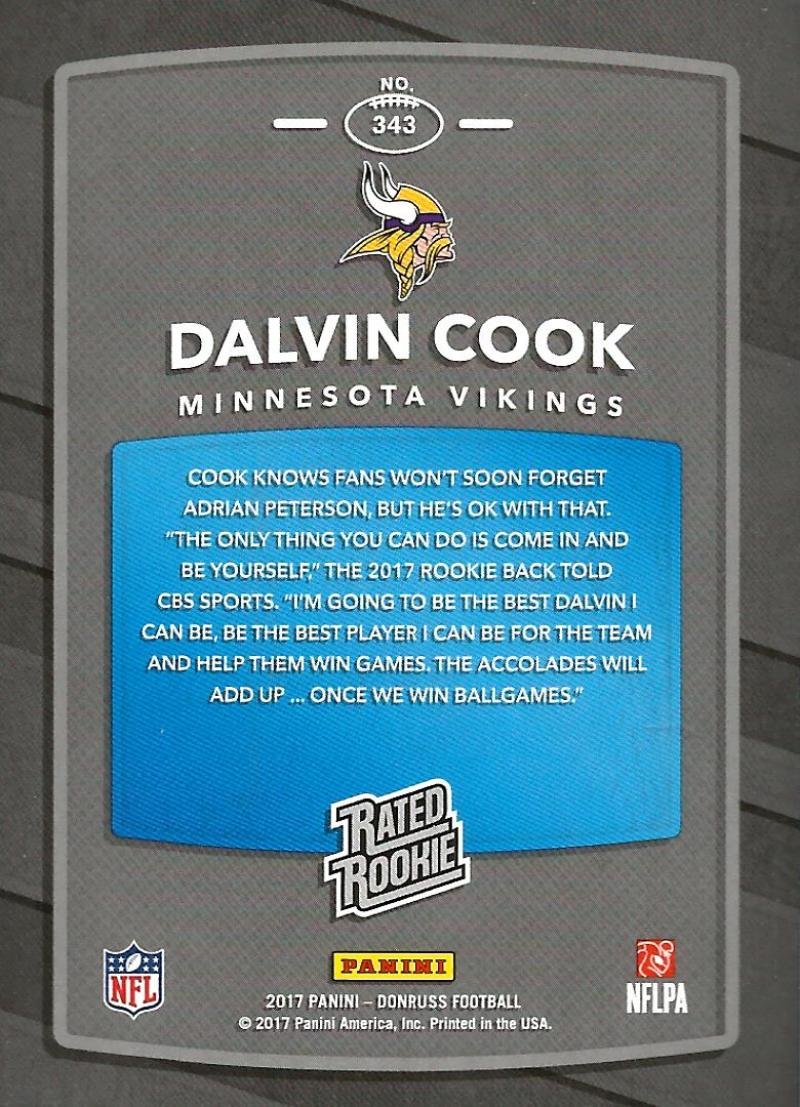 Amazon.com: 2017 Donruss #343 Dalvin Cook Minnesota Vikings Rated
