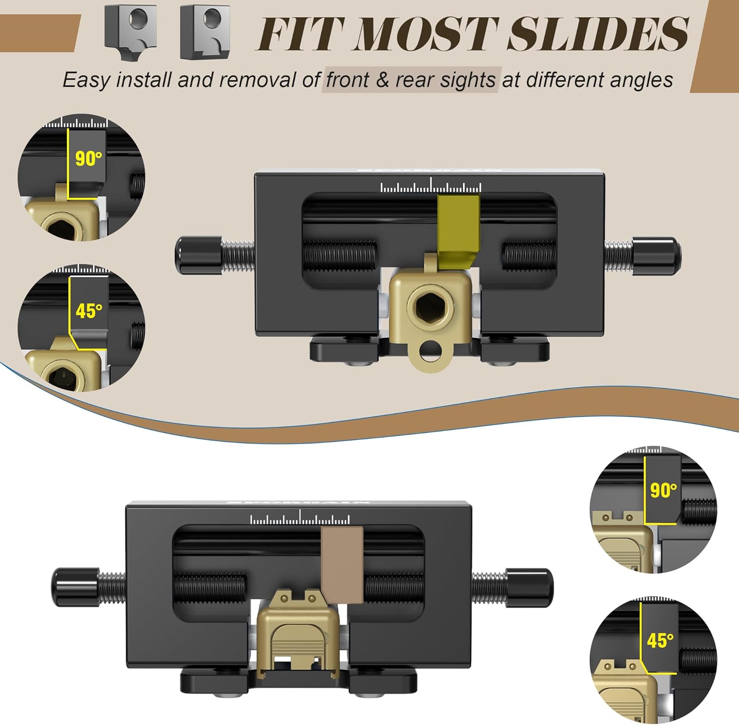 SporGain Pistol Sight Pusher Tool, Design for 1911 Glock Sig Springfield and Others Market, Lightweight and Portable Design, Fits Handguns Front and Rear Sight Removal Adjustment