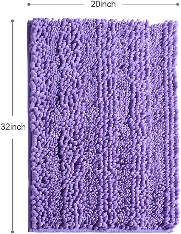 Christmas Clearance Chenille Non Slip Soft Microfibers Bathroom Rugs, Extra Soft and Absorbent Shaggy Plush Carpet Mats for Bedroom Bath Room(L-20"x32" 1pc Striped, Lavender)