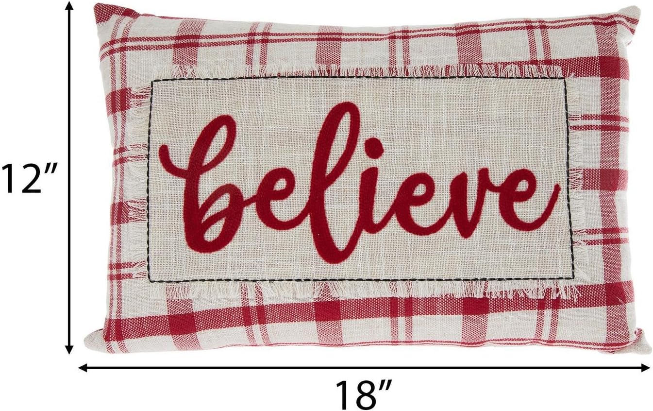 Hobby Lobby Round Christmas Throw Pillow, Peppermint Stripe Design, Red and White, 10 x 10 x 4 inches (Believe)