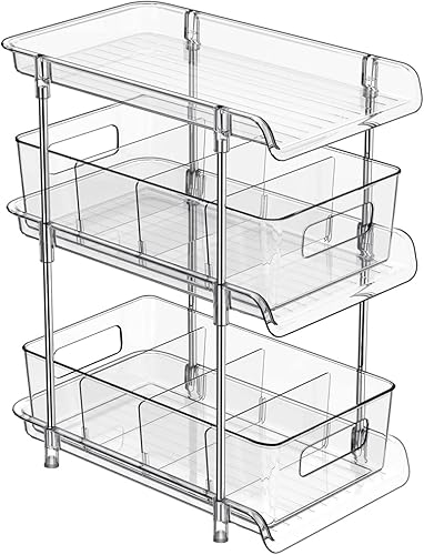 Organizador de baño transparente de 3 niveles con divisores organización y almacenamiento de despensa extraíble multiusos para debajo del fregadero