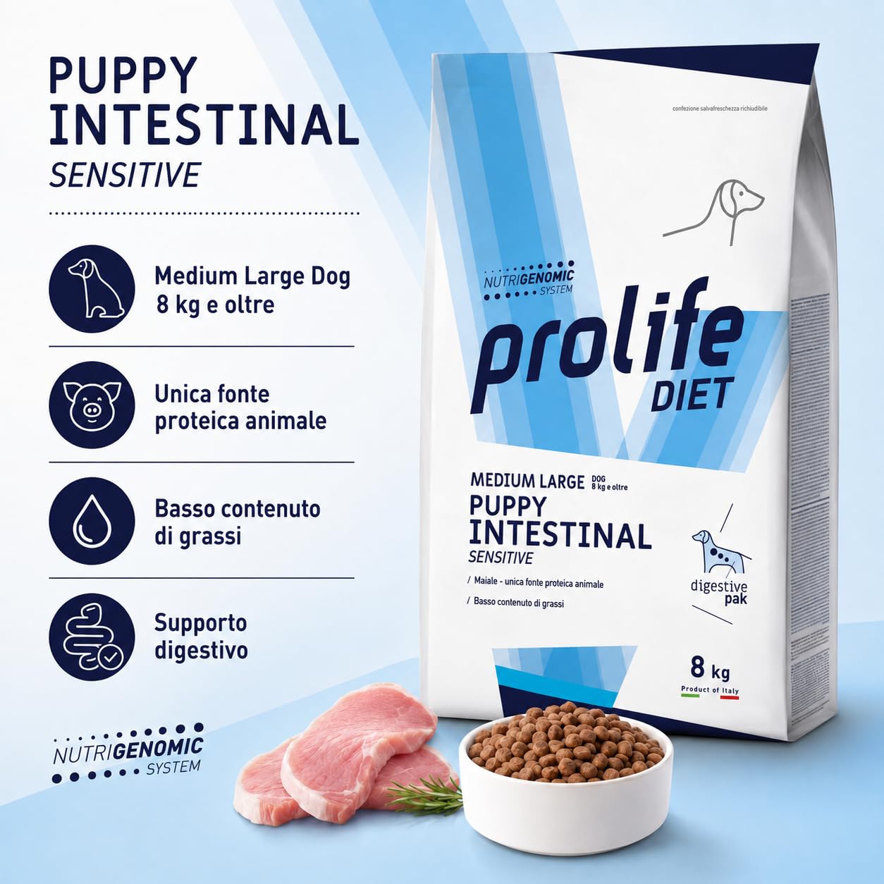 Prolife Diet Puppy Intestinal Sensitive Cane Medio Grande, 8 kg