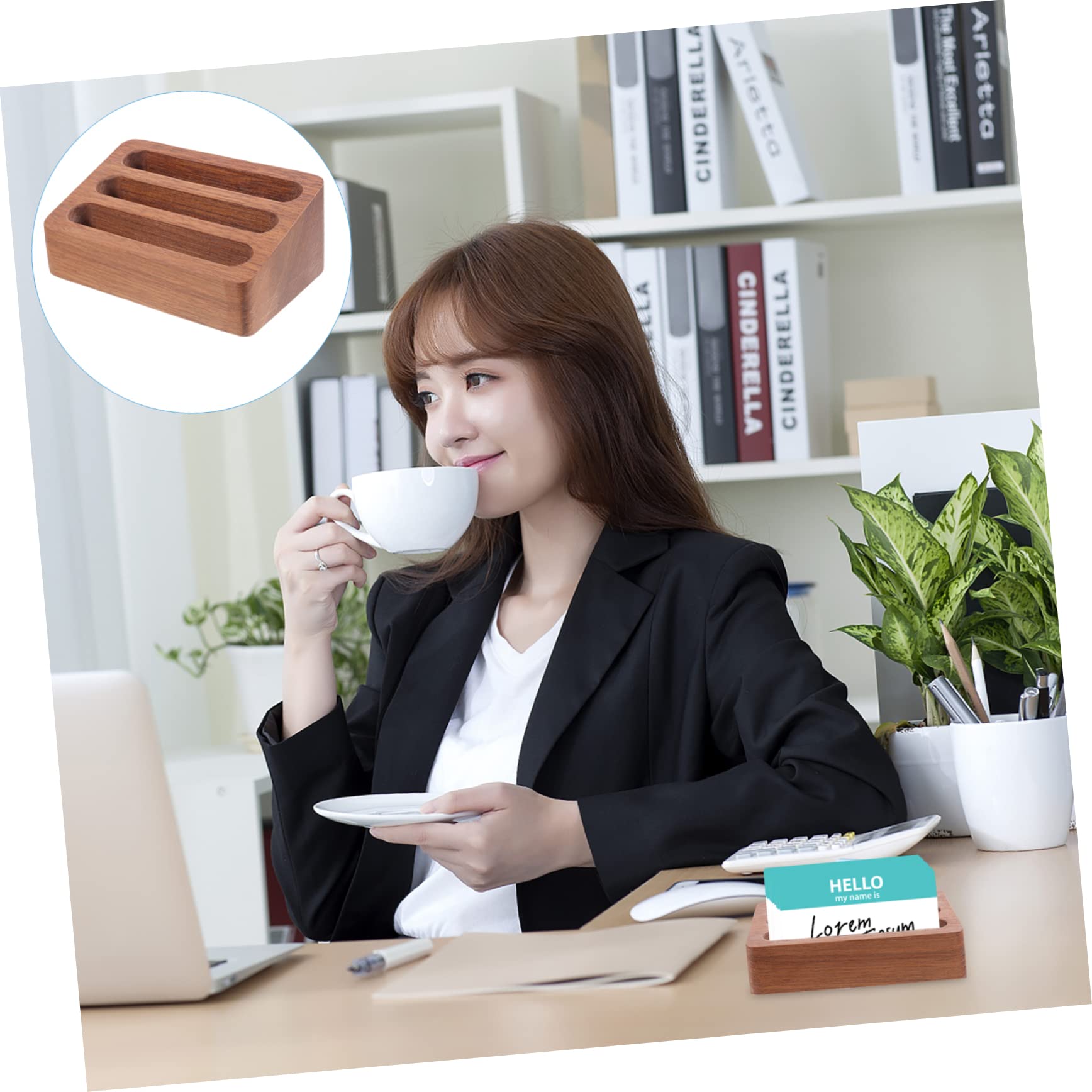 SHINEOFI 3piezas Soporte De Tarjetas De Visita De Madera Elegante y Organizador De Tarjetas De Diseño Práctico Para Escritorio Para Presentaciones Empresariales