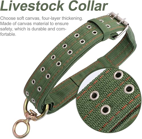 Miniatura 6 de DOITOOL Collar de vaca de lona para cuello de becerro con hebilla ajustable, collar de tracción de ganado para animales de granja, oveja, caballo,