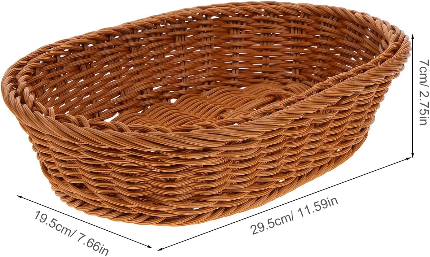 Oval Woven Bread Basket, PP Rustic Tabletop Serving Basket