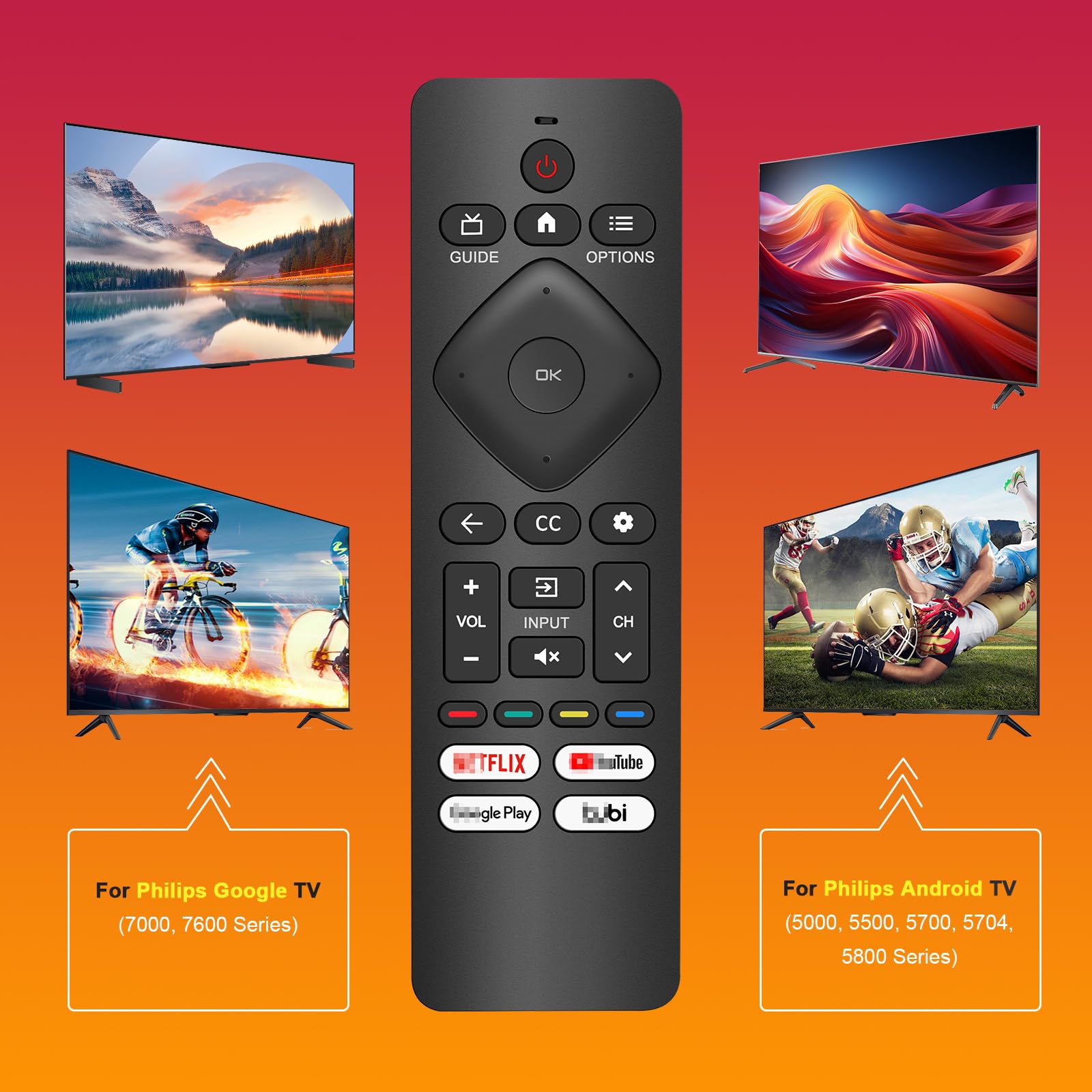 2 mandos a distancia de repuesto para Philips Smart TV, control remoto inteligente universal para Philips Android/Google TV