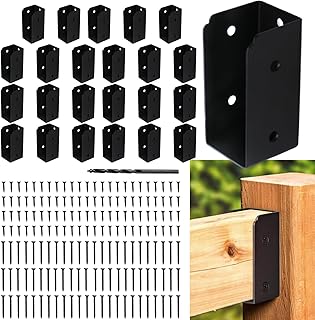 CNQLIS 24Pcs Deck Railing Bracket Connectors for 2" x 4" Railing Wood Posts with Mounting Hardware and Drill Bit (Black)