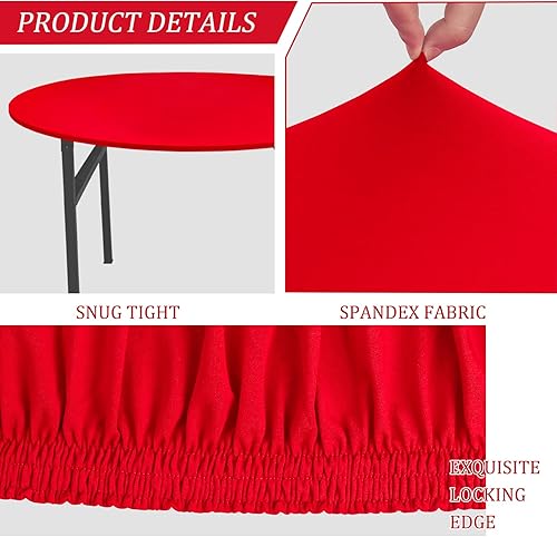 Miniatura 4 de Mantel redondo de elastano, 4 piezas, para mesas redondas de 6 pies, lavable, elástico, protector de mesa redondo para interiores y exteriores