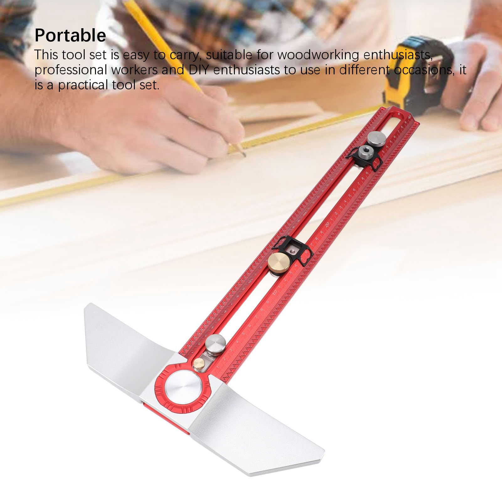 Trazador de Carpintería,Regla Profesional para Carpintería Tipo T,Regla de Arquitecto de Alta Precisión de Aleación de Aluminio para Trazado de Posicionamiento