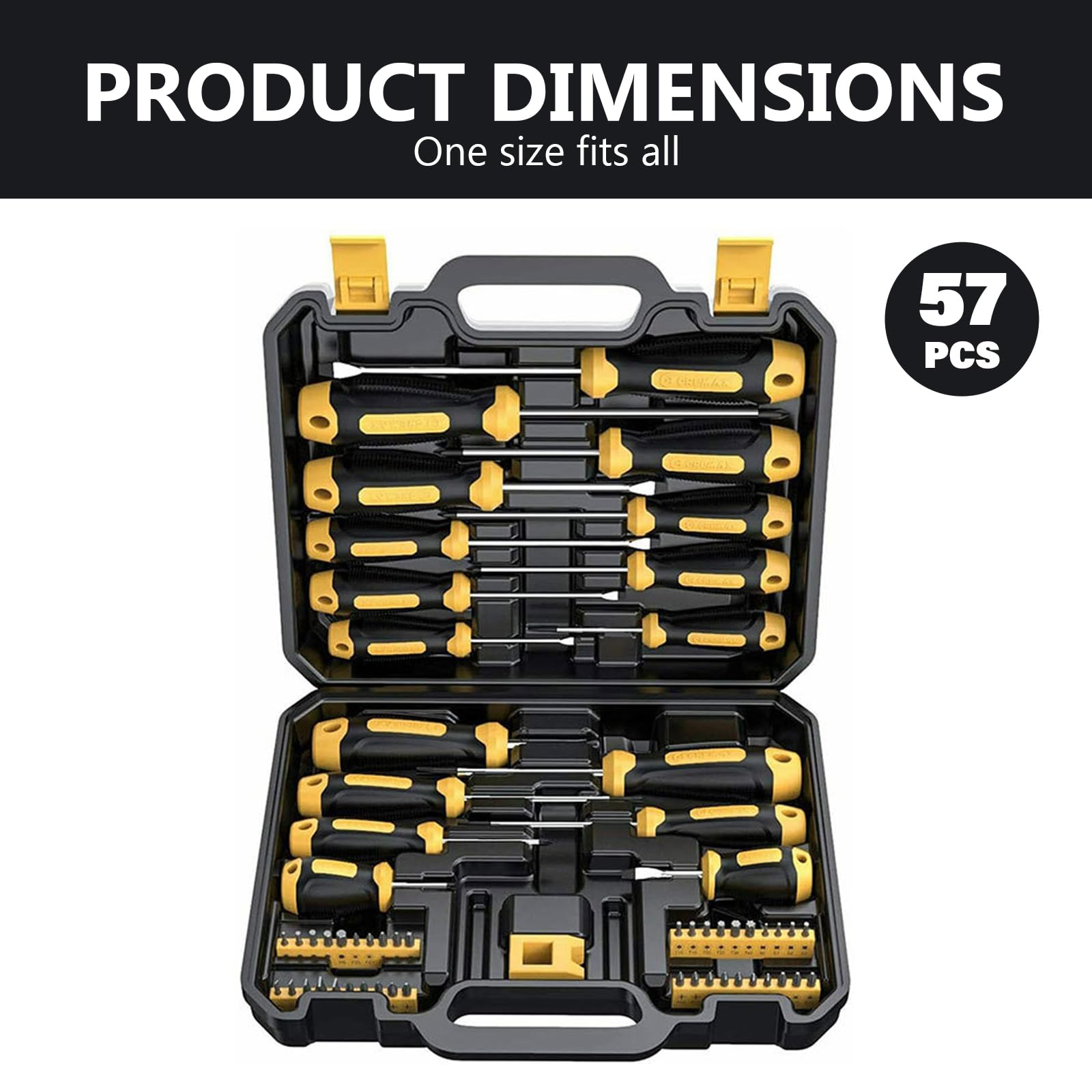 Juego de destornilladores magnéticos, juego de destornilladores de 57 piezas con estuche, herramientas manuales de destornillador con puntas de 40 piezas