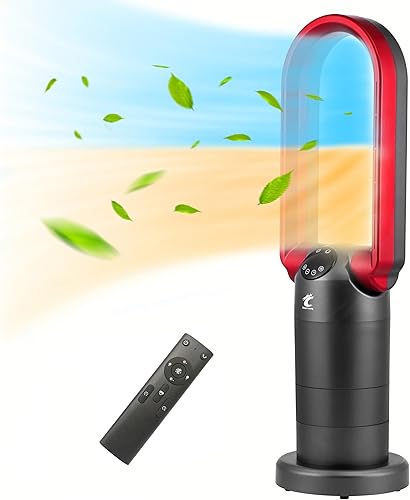 Ocean Loong Combo de ventilador de torre sin aspas de 1500 W y calentador de espacio para el hogar con control remoto temporizador oscilación