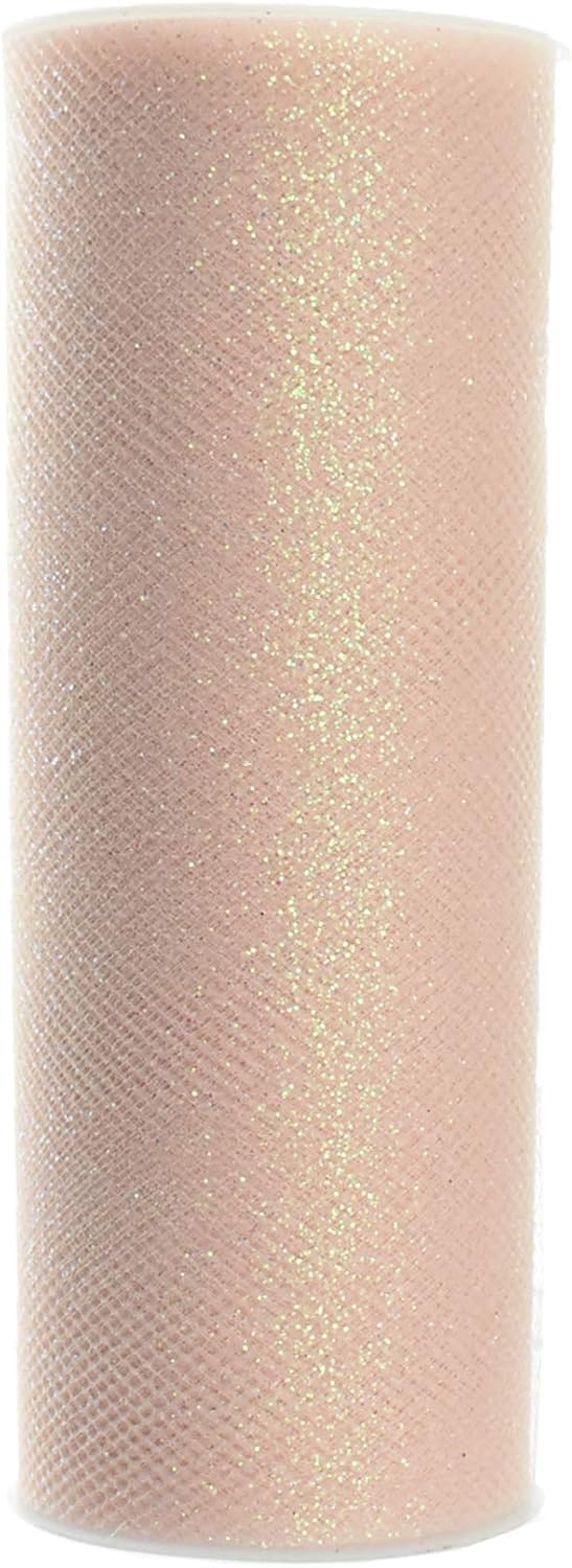 Homeford Glitter Tulle Spool, Light Blush, 6-Inch, 10-Yard
