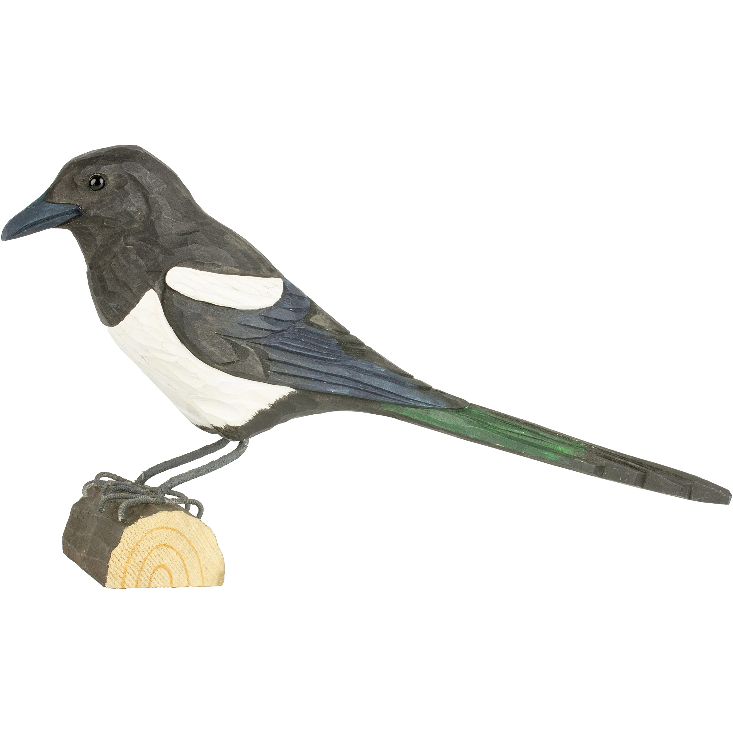 WILDLIFEGARDEN WG4456 DecoBird Elster - Handgeschnitzter Dekorative Vogel aus Holz - Große Europäische Vögel