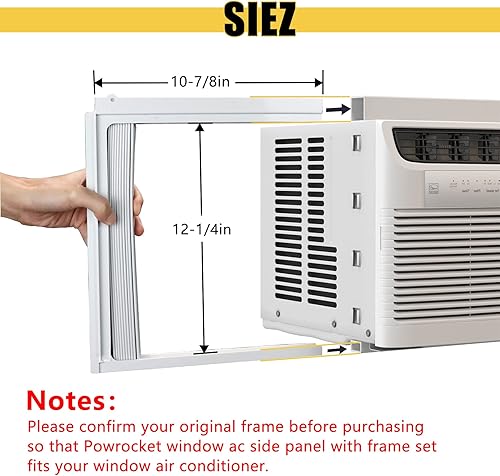 Miniatura 2 de Panel lateral de CA para ventana con juego de marco, kit de repuesto de cortina de relleno de acordeón de aire acondicionado, se adapta a la mayoría