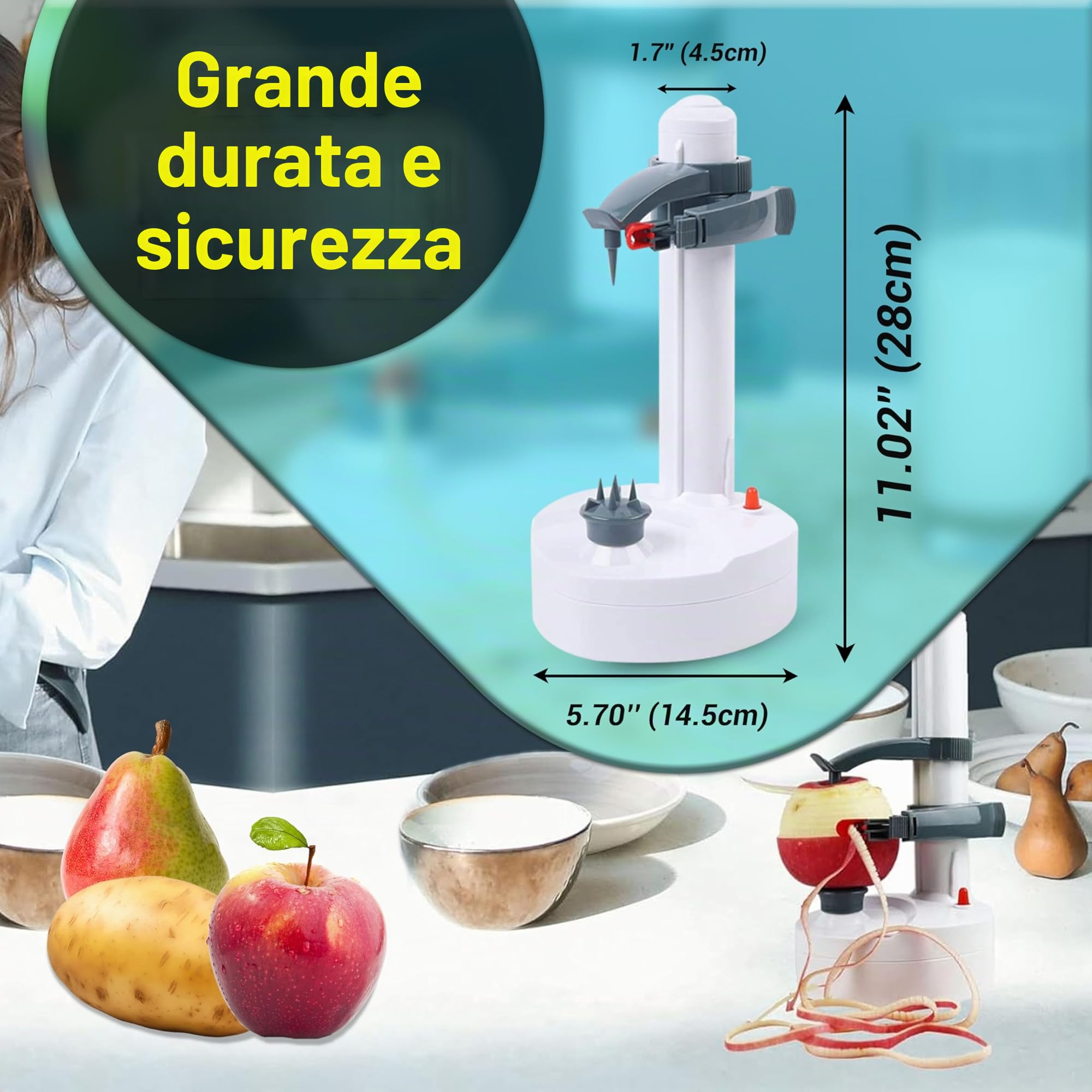 ARSUK Multifunzione Elettrico Pelapatate Automatico Rotante Mela Pelapatate Verdura Fresa Acciaio Inossidabile Cucina Macchina Peeling Attrezzo