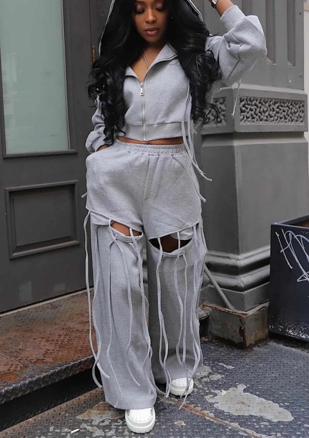 LROSEY Casual Hoodie and Sweatpants Set Comfrt Sweat Sets for Women Matching Lounge 2 Piece Outfits Streetwear Clothing - Image 3