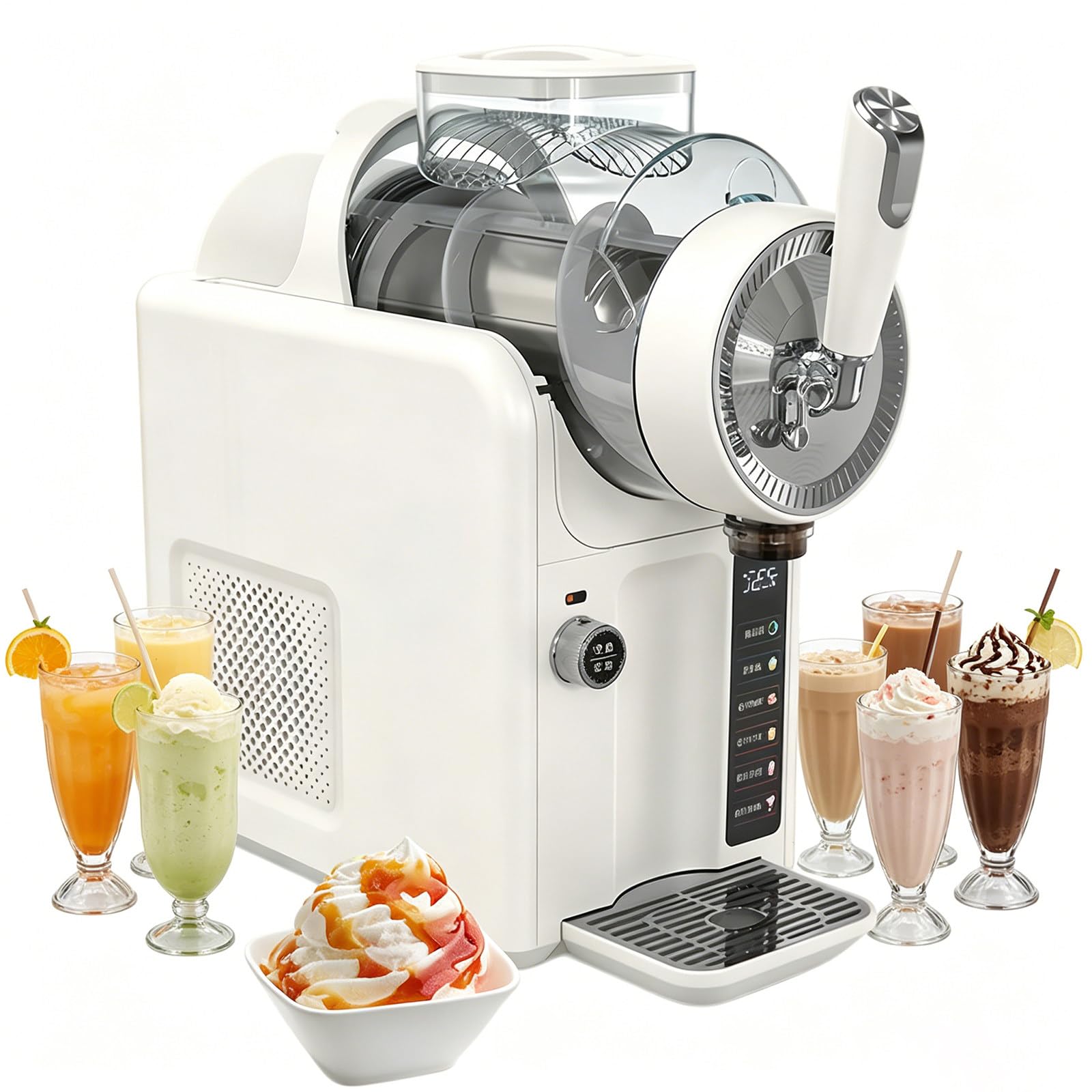 JIYINGHUI Slushy Machine for Home, No Ice Needed, Beverage Maker with Auto-Clean, 5 Preset Programs, Ice Cream Maker for Margaritas, Smoothies, Frappés, Milkshakes & Juices White-NoHolder