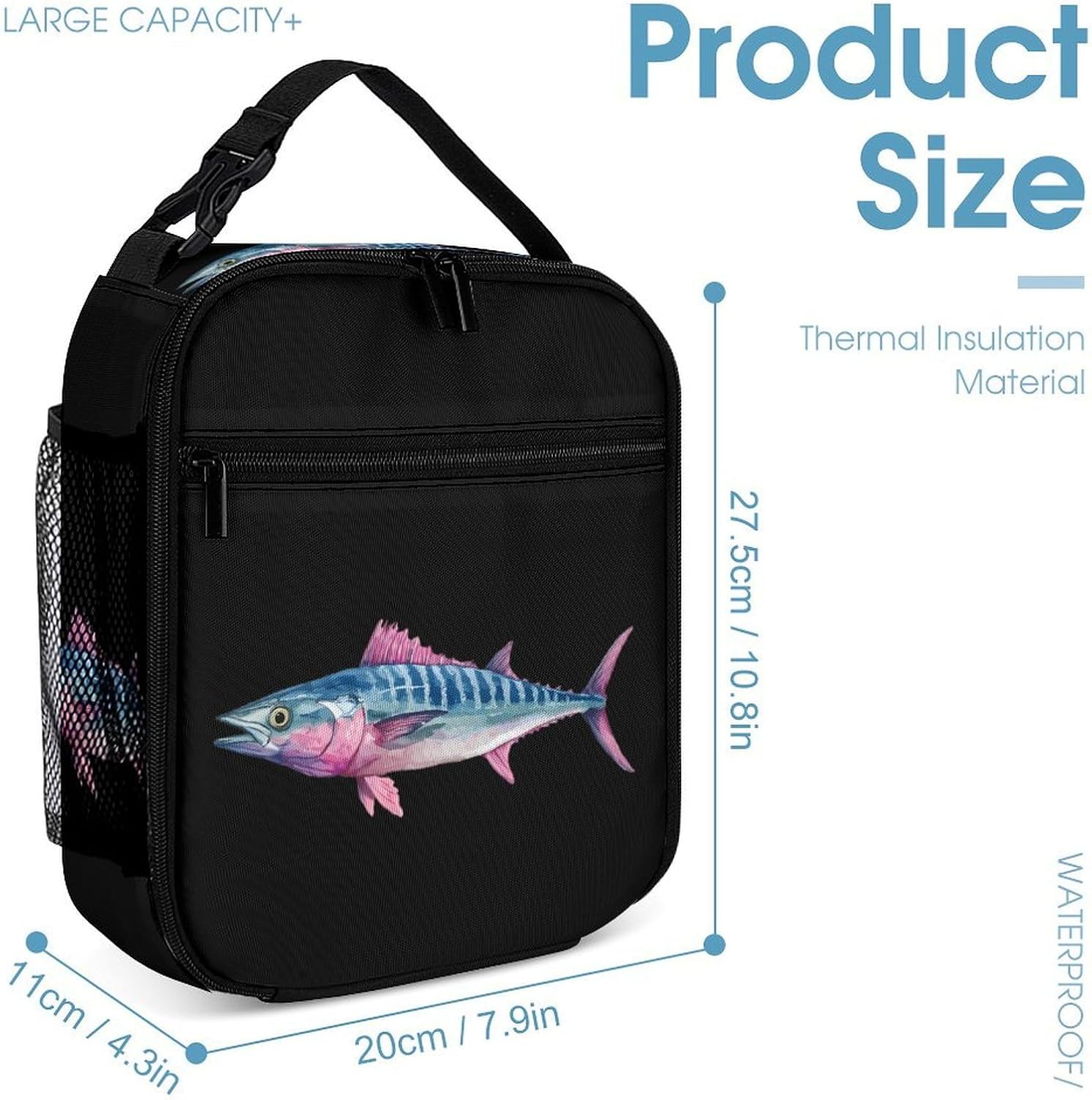 Wahoo Fish Novelty Backpack Set with Lunch Bag Pencil Cases image 4