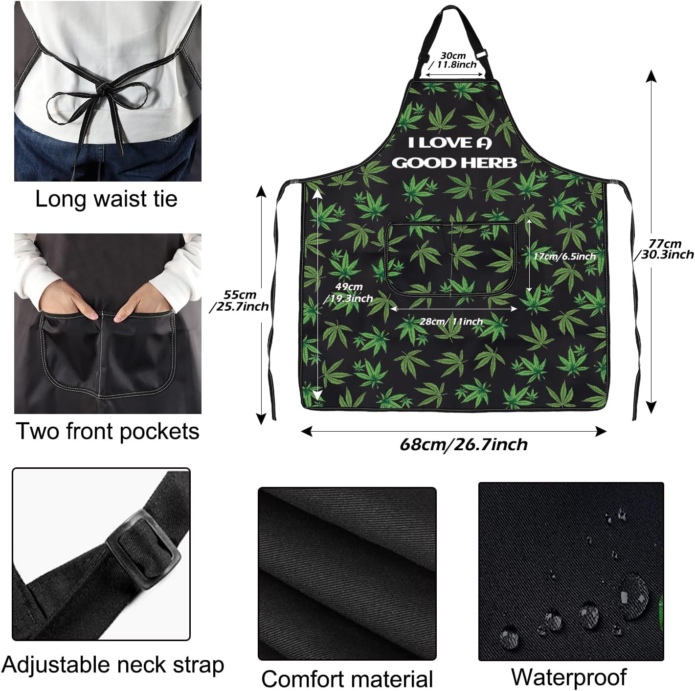 PXTIDY I Love A good Herbs Kitchen Apron Leaf Gift Gift Plant Lover Gifts Magical Herbs Inspired Apron With Pockets