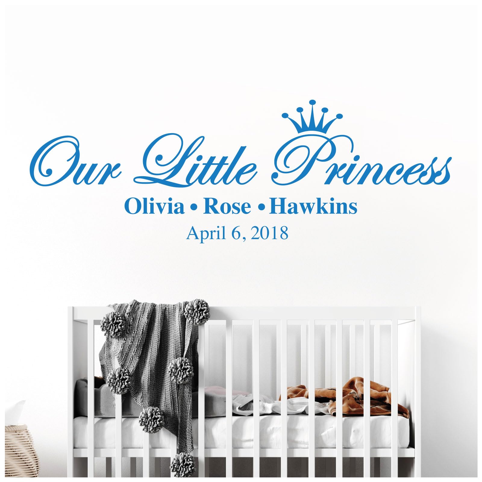 Our Little Princess, Names & Date of Birth - Baby Nursery Girls Wall Sticker [Large] [Ocean] — image 1