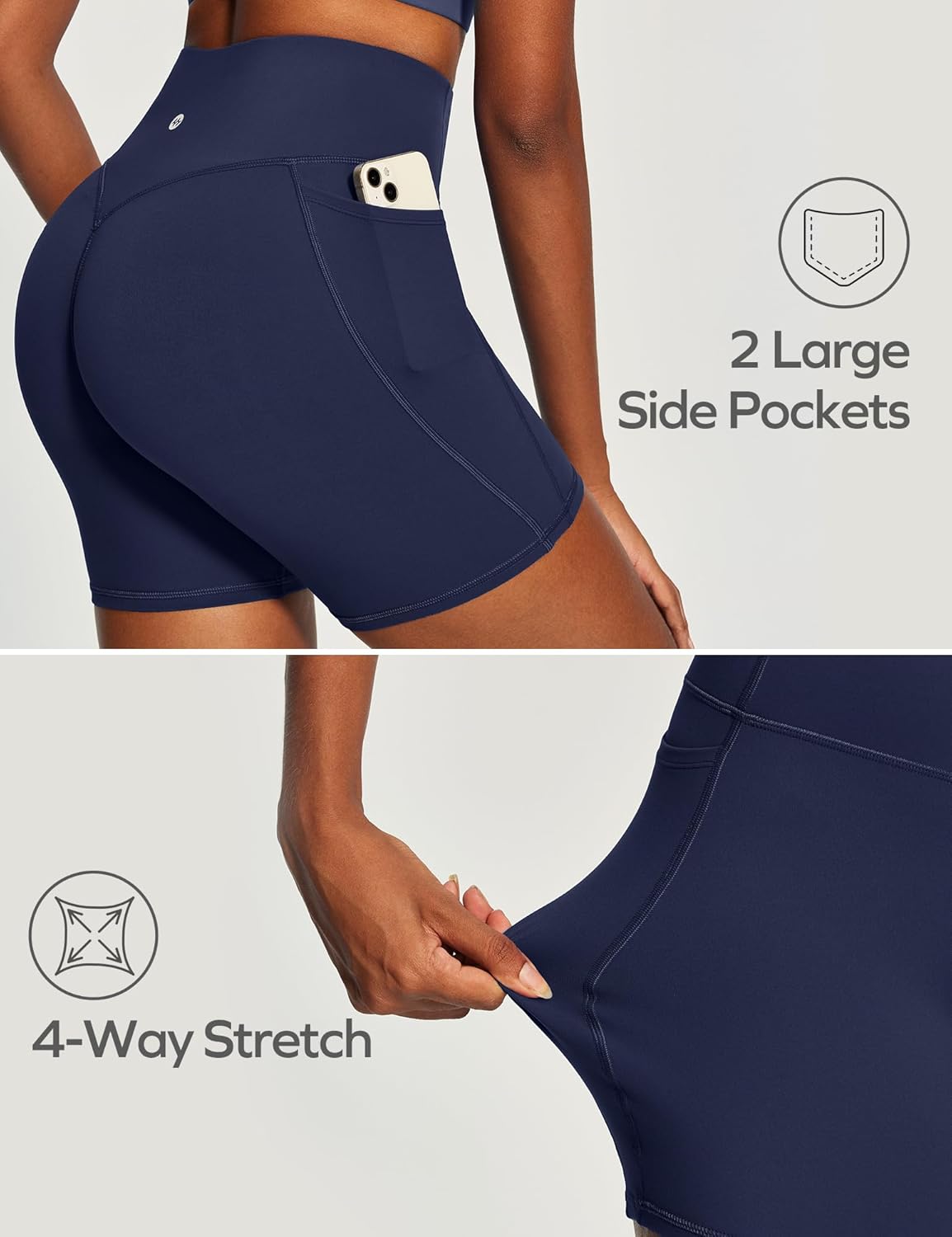 Ewedoos Butt Lifting Biker Shorts Women Tummy Control with Pockets Workout Gym Shorts High Waisted Spandex Yoga Shorts
