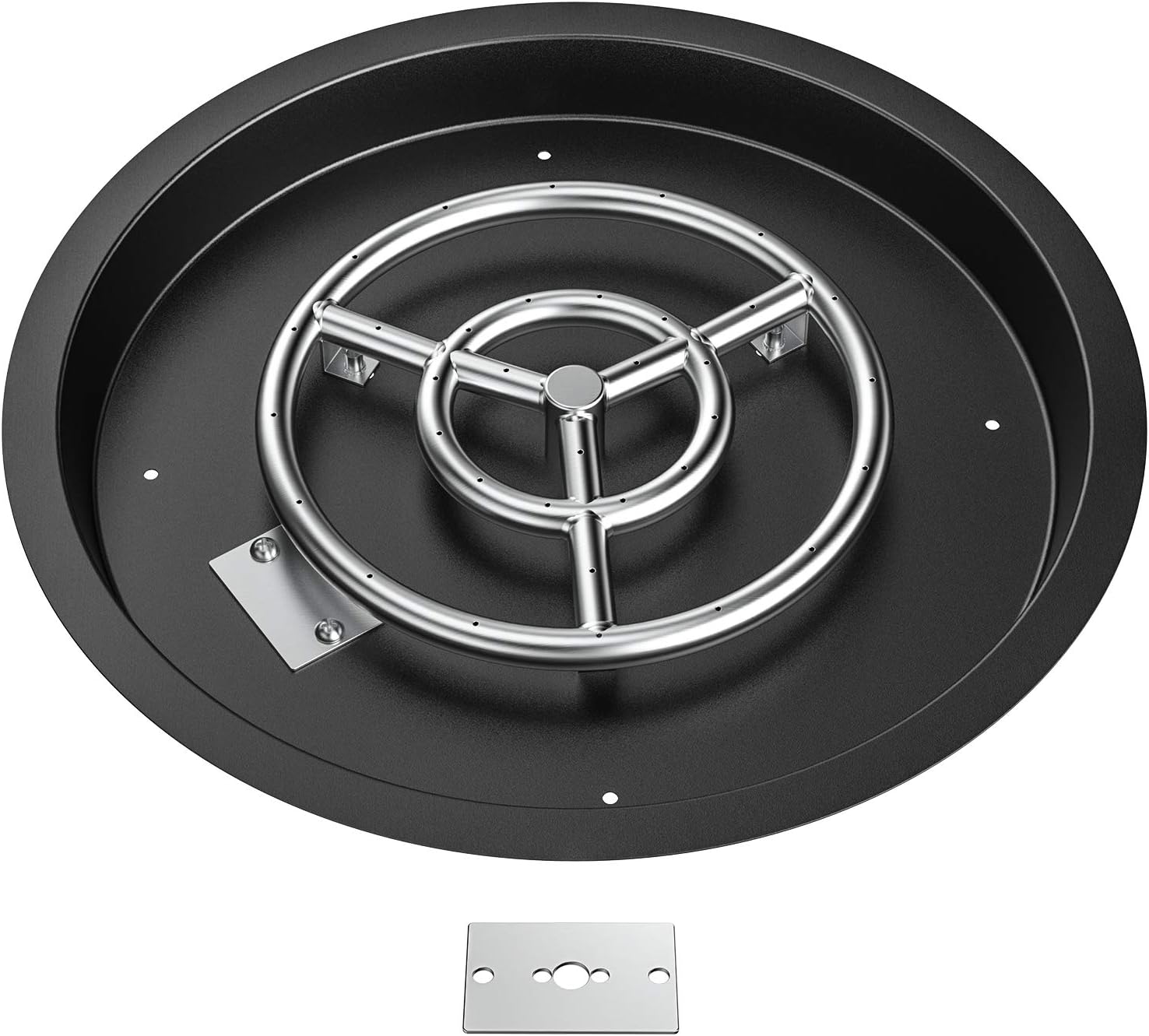 Skyflame Round Fire Pit Burner Pan Fire Bowl with Burner Ring - Drop-in Style - Made of Stainless Steel - 19 inch