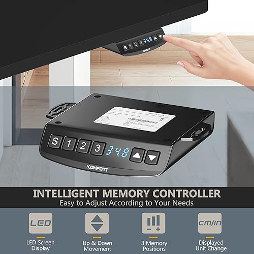 Miniatura 15 de Tangkula Escritorio eléctrico de pie con motor doble, estación de trabajo de 48 x 30 pulgadas de altura ajustable para computadora con controlador