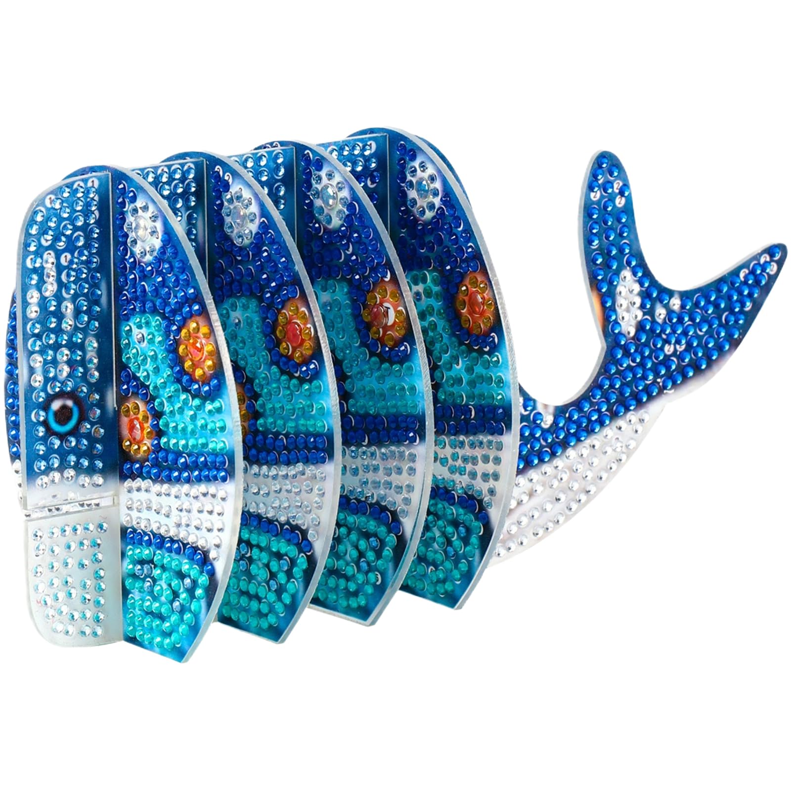 5pcs 5D DIY Diamond Art Painting Coaster Set with Holder, DIY Animal Diamond Crafts Coasters for Adults, Handmade Home Desk Decor & Practical Gift for Adults Beginners(Whale)