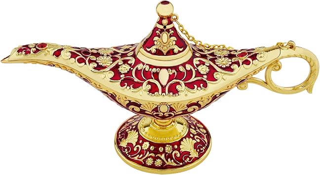 Vintage Legend Aladdin Lamp Magic Genie Wishing Light,Collectable Rare Classic Arabian Costume Props Lamp Tabletop Decor Crafts for Home/Wedding Decoration&Gift for Party/Halloween/Birthday