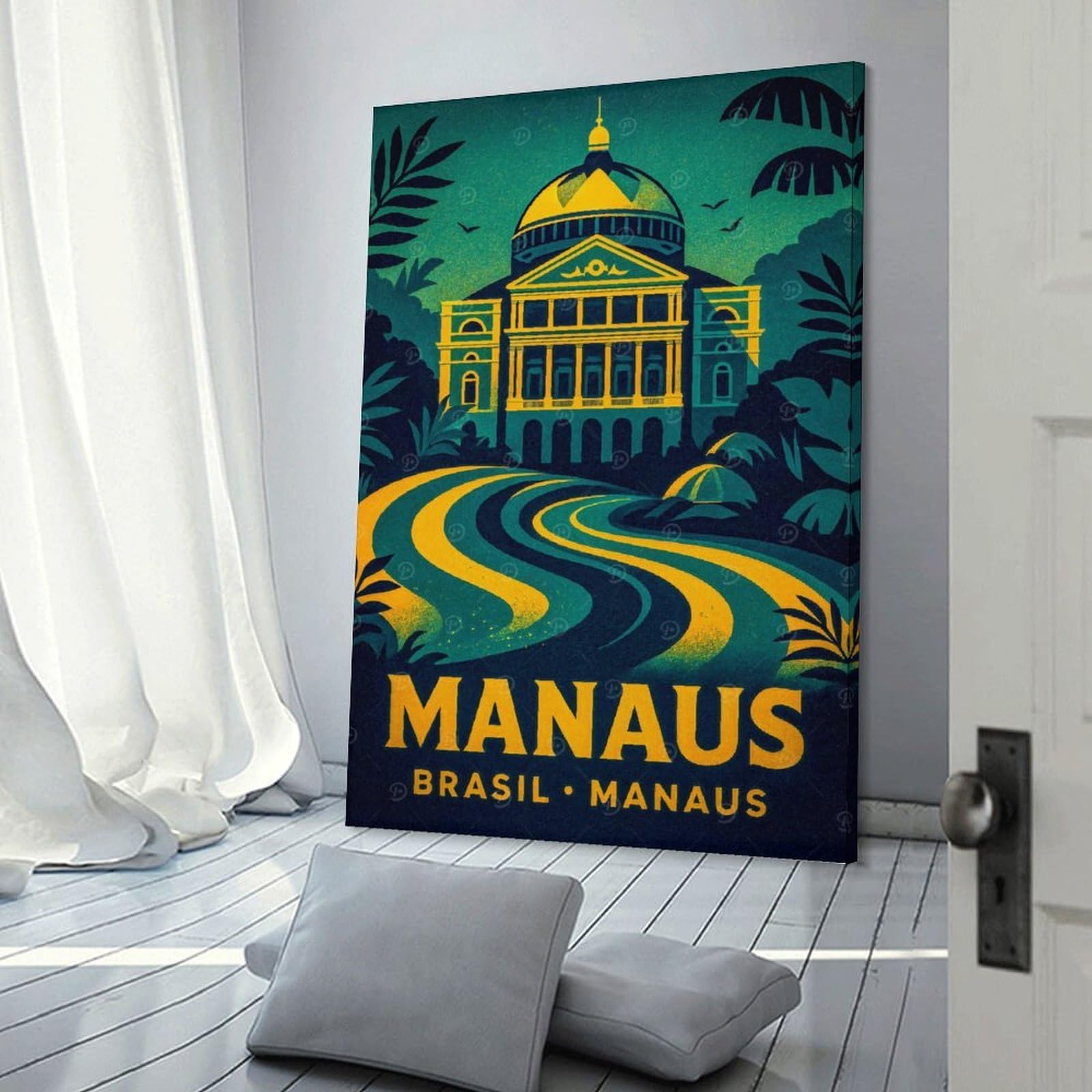 Junmoney Wall Picture Print Manaus Brazil Travel, 12x18inch(30x45cm), for Workspace Walls, Study Corners Or Bedrooms, A Smart Decor Choice for Study Walls