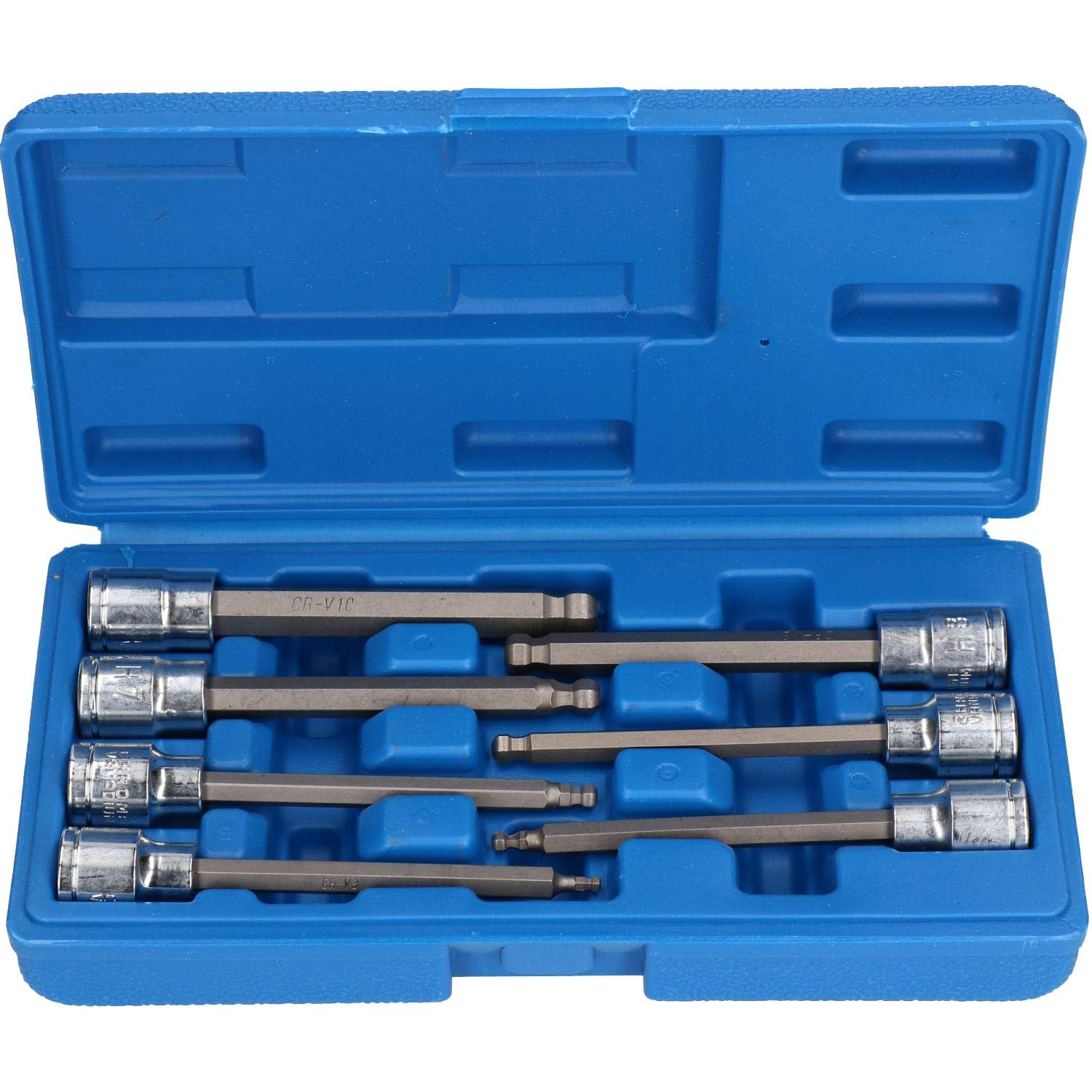Ab Tools Chrome Metric Ball Ended Long Allen Hex Key Sockets 3Mm – 10Mm 3/8” Drive 7Pc Size 3