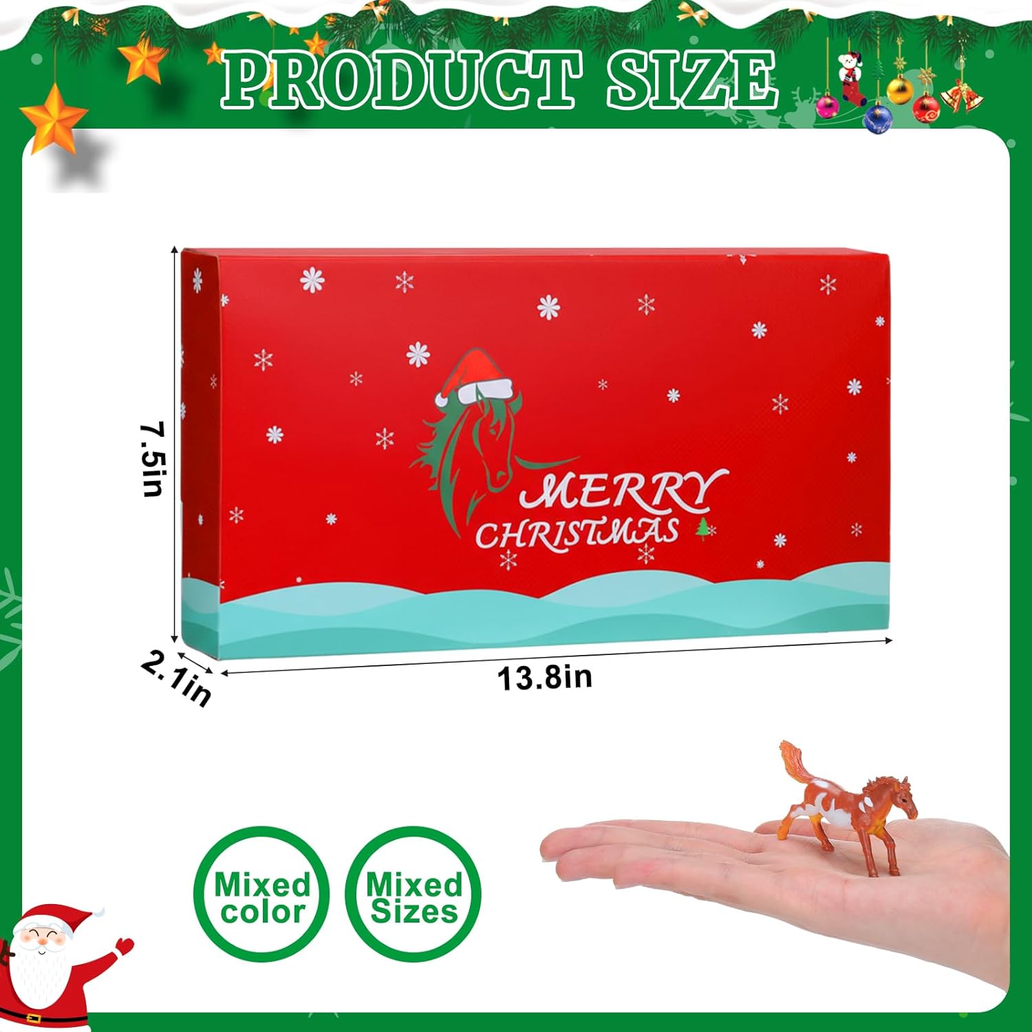 Jenaai 24 Pcs Horse Advent Calendar Christmas Countdown Calendar Holiday Collection 24 Days with Realistic Horse Figurines Farm Animal Xmas Gift and Surprise for Horses Lover