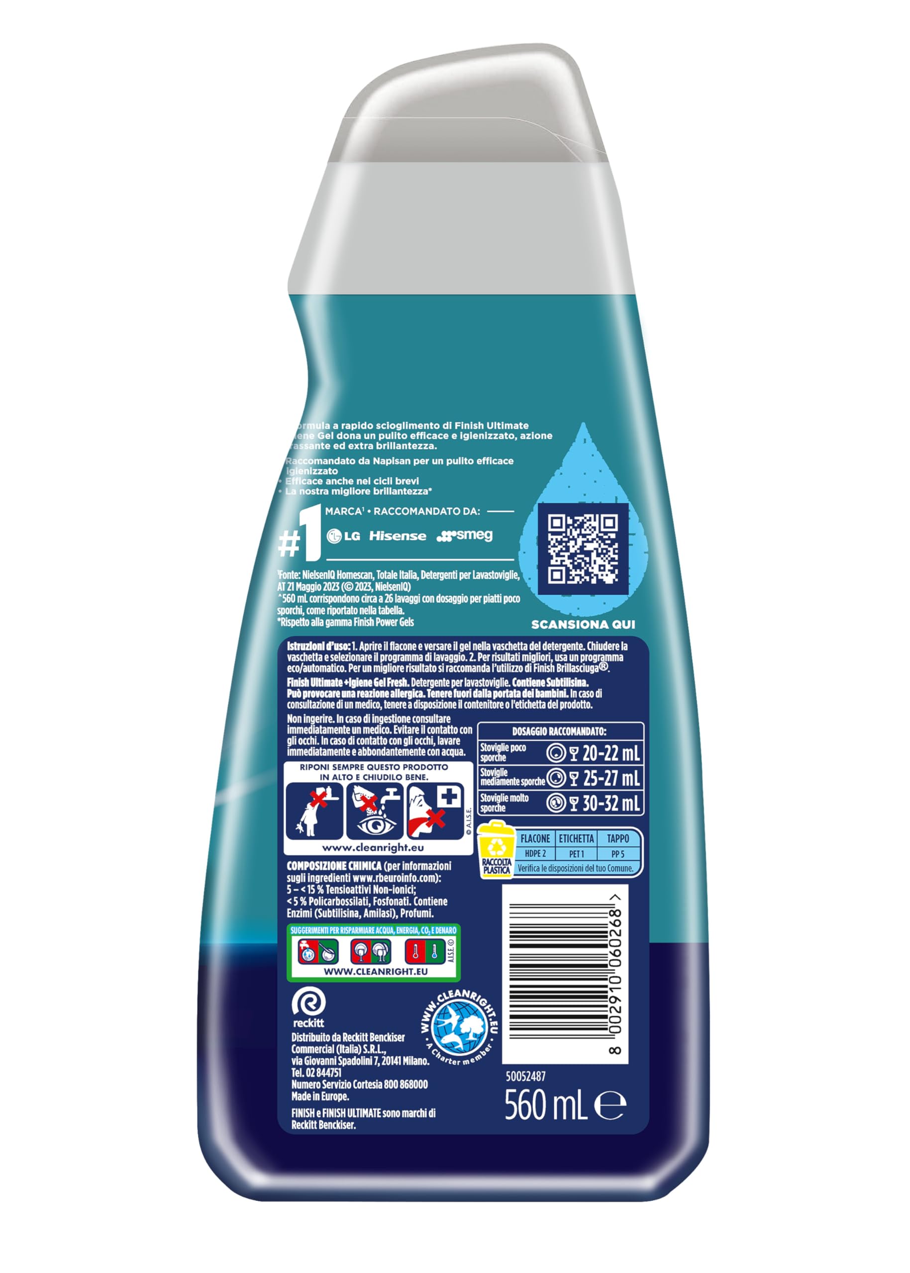 Finish Quantum + Hygiene-Gel für Spülmaschinen, flüssig, mit Napisan-Kraft, Multifunktion, Fresh, 312 Waschgänge, 12 Packungen für 26 Waschgänge.
