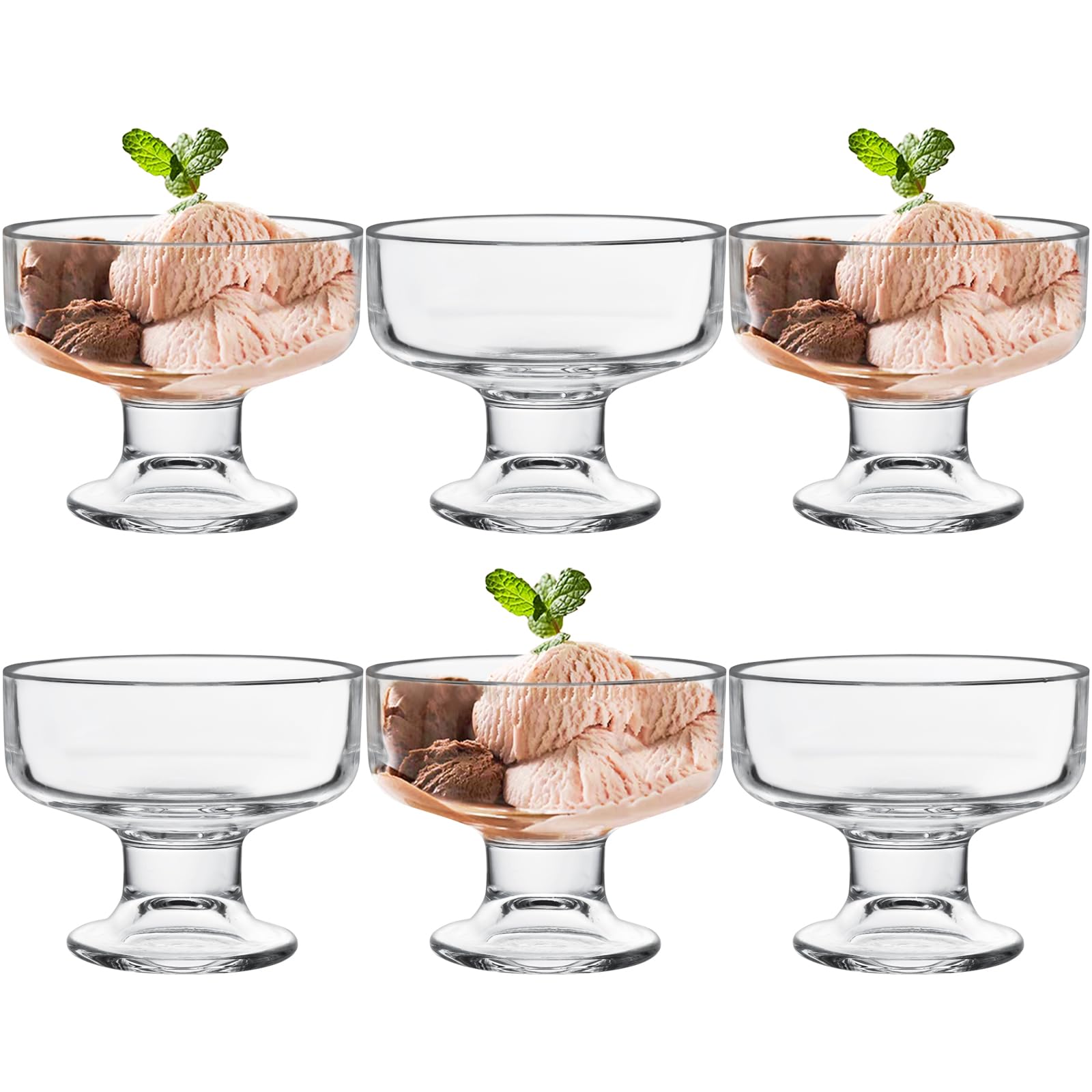 Juego de 6 vasos de helado para helado, cuencos de postre de vidrio de 200 ml, cuencos transparentes para helado, vasos de cóctel de gambas, cuencos para servir postres, pudín, aperitivos