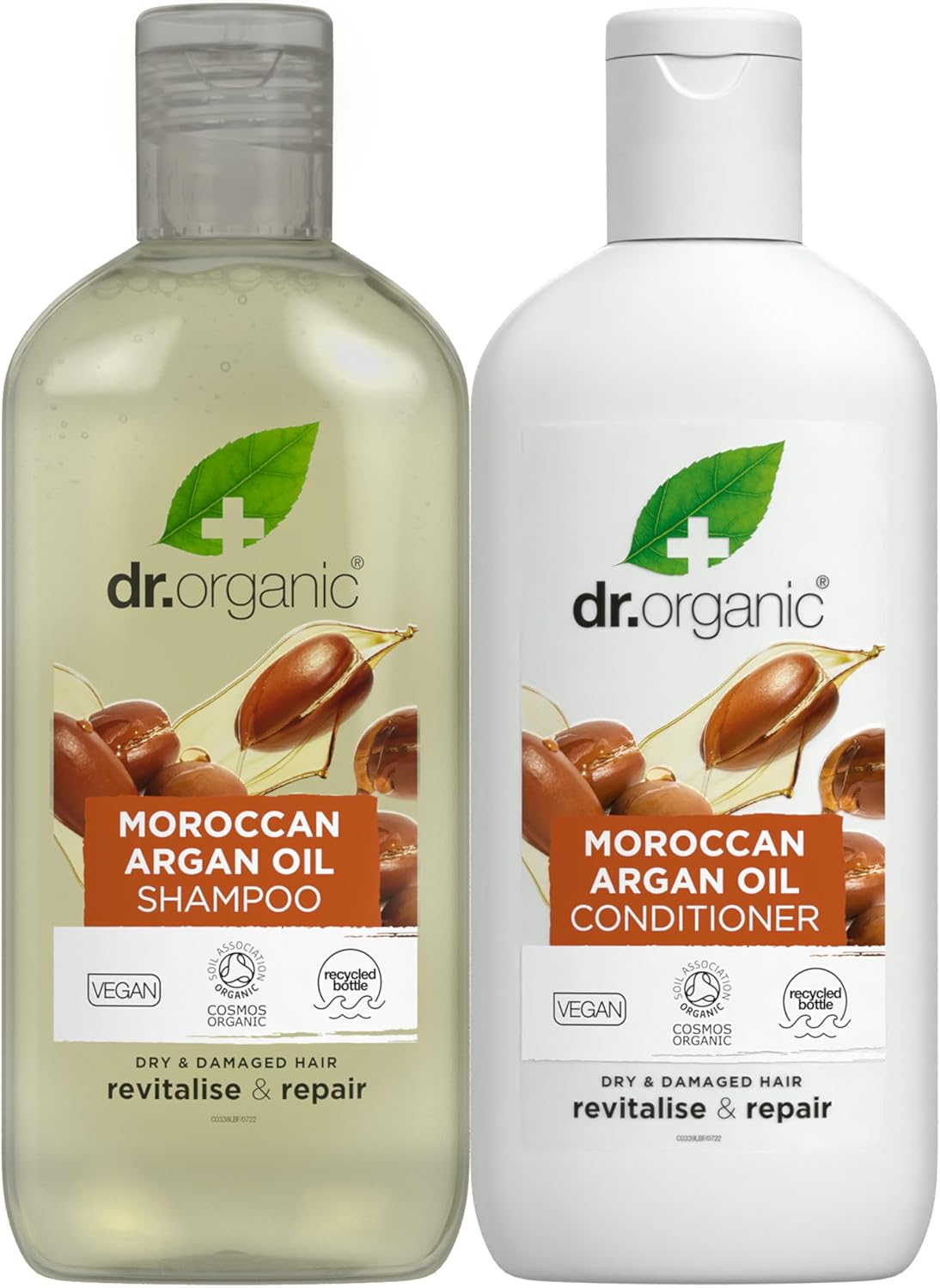 Dr Organic – Moroccan Argan Oil Shampoo & Conditioner Set with Travel Bag – Women’s & Men’s Skincare – Revitalise, Moisturise & Nourish – Vegan, Cruelty, Paraben & SLS Free – 265 ml & 265 ml – Bundle