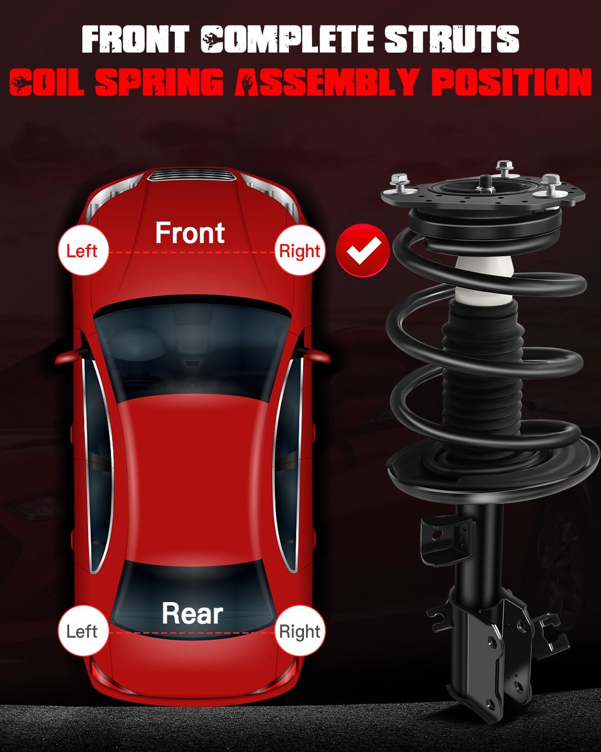 Front Struts for 2007 2008 2009 2010 2011 2012 2013 for Nissan Altima (Exc. Hybrid), 2013 Altima S 2.5L Coupe Struts Shocks Complete w/Coil Springs Replace 172392 172393, 2PCS