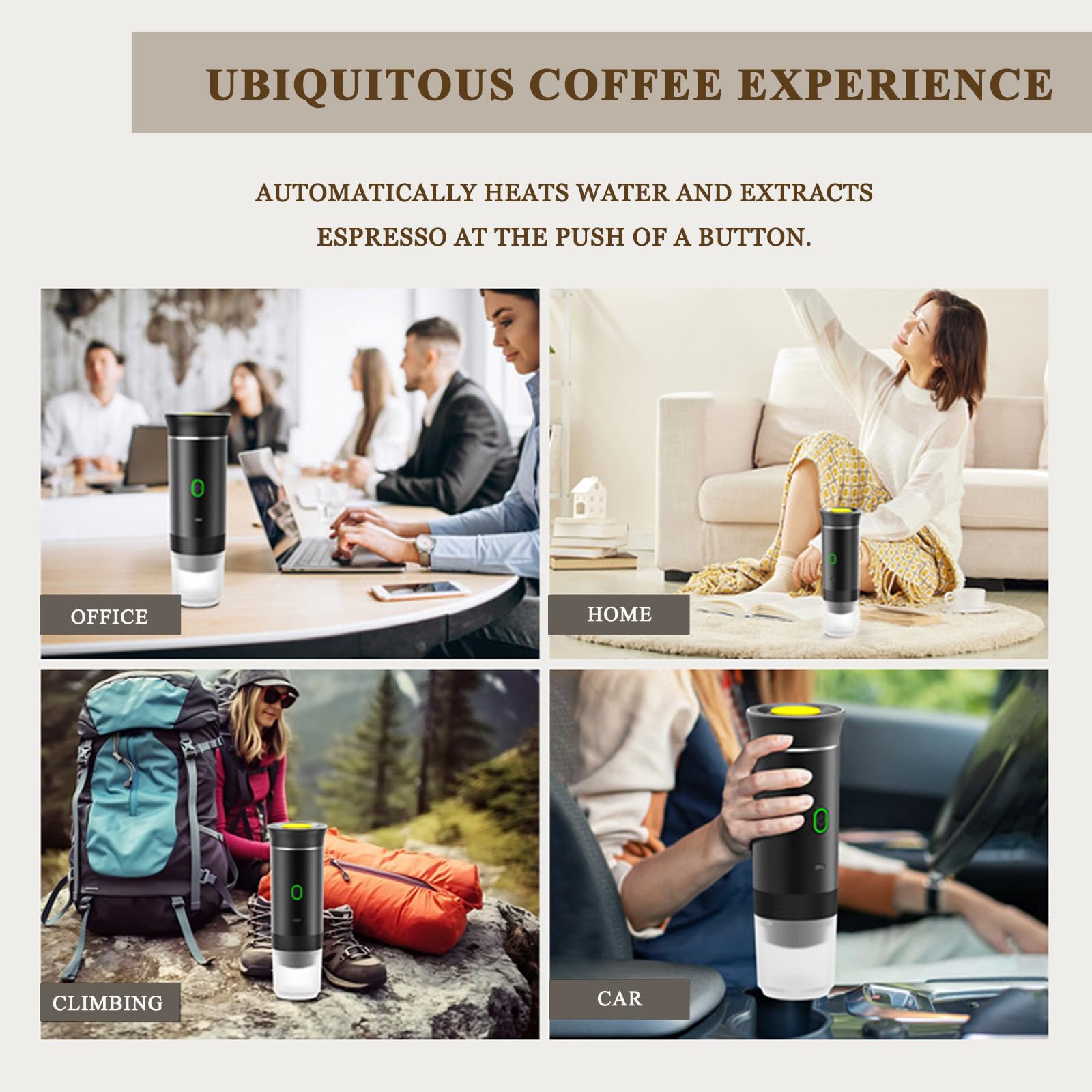KHEALING Máquinas de café portátiles, cafeteras de cápsulas, máquinas de café de viaje, máquinas de espresso, máquinas de café de coche para café molido y taza de café de cápsulas (blanco)