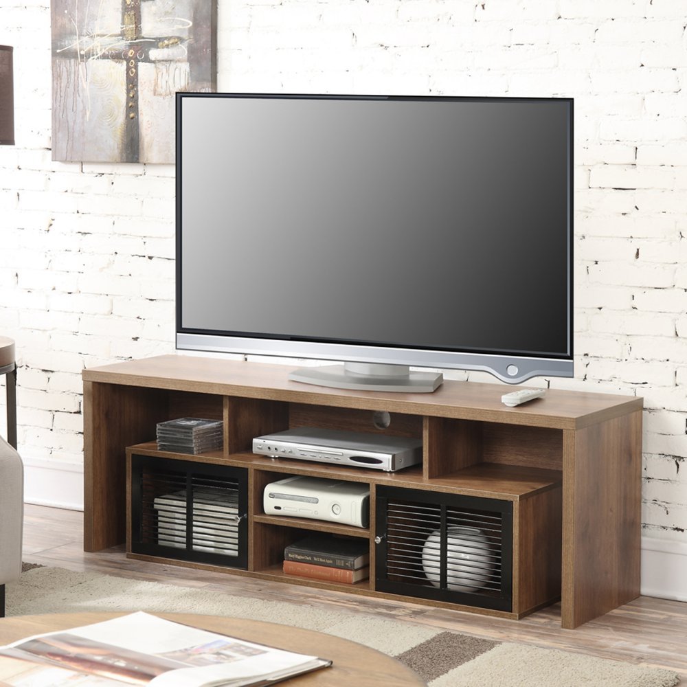 Buy Retro TV Stands for Flat Screens Wooden 5 Open Storage Areas with