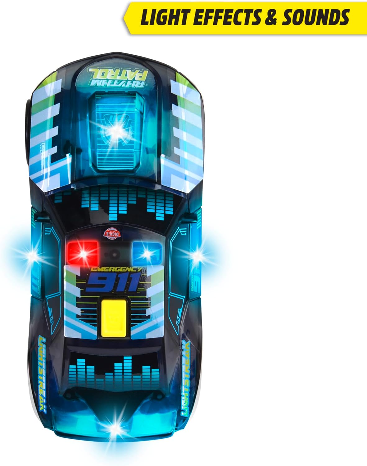 Dickie 203763008 Light Streak Rhythm Patrol 20 cm Retro-Friction Vehicle with Sound and Light Functions for Ages 3 and Above