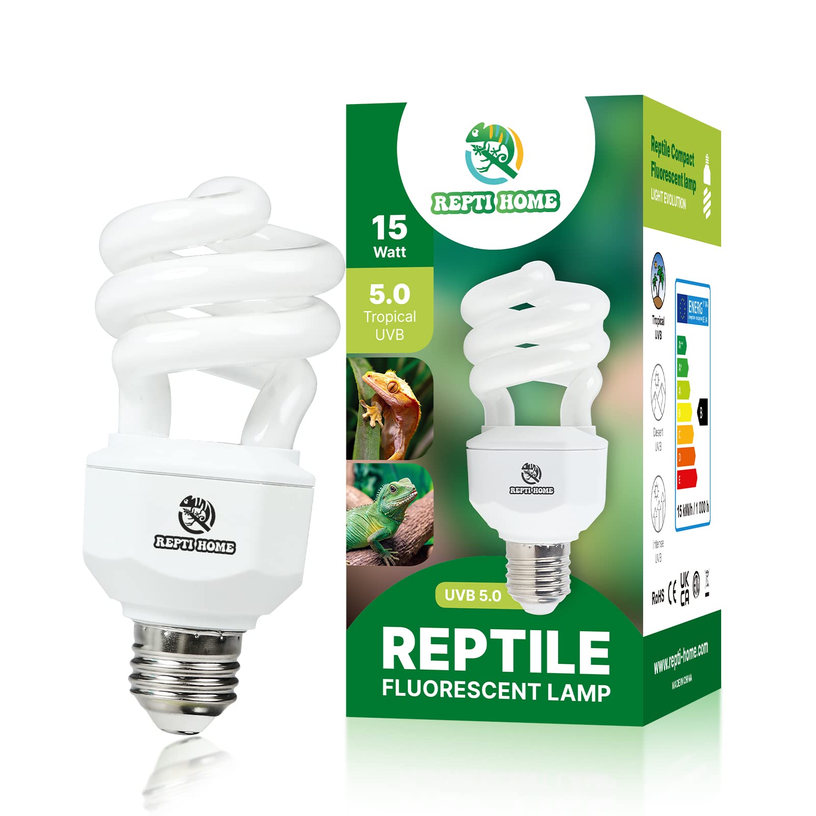 REPTI HOME UVA UVB Reptile Light15W 5.0,Tropical & Sub