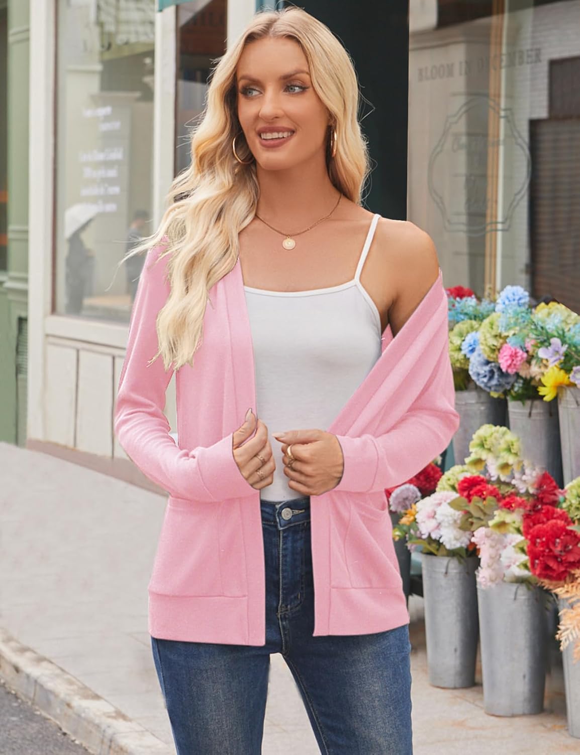 Halife Womens Lightweight Cardigans with Pockets Long Sleeve Casual Soft Open Front Knit Cardigan Sweaters - Image 4