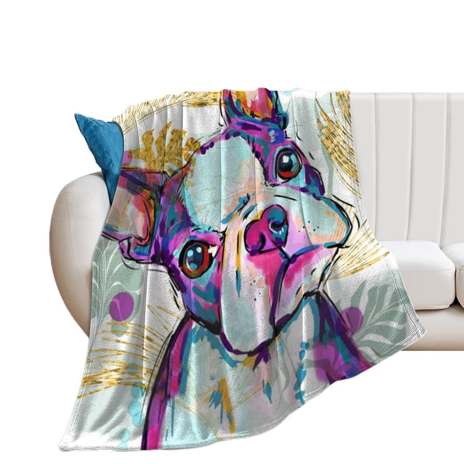 Boston Terriers Flannel Blanket Soft Throw Blankets Bed Couch Sofa Travel