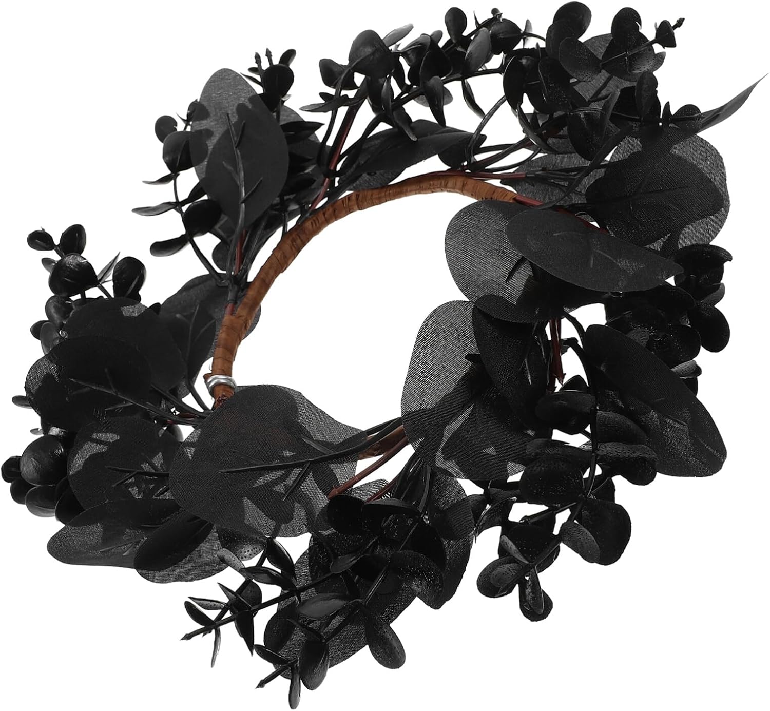 Didiseaon Halloween Candle Rings Wreath Artificial Maple Leaves with Pumpkin Candle